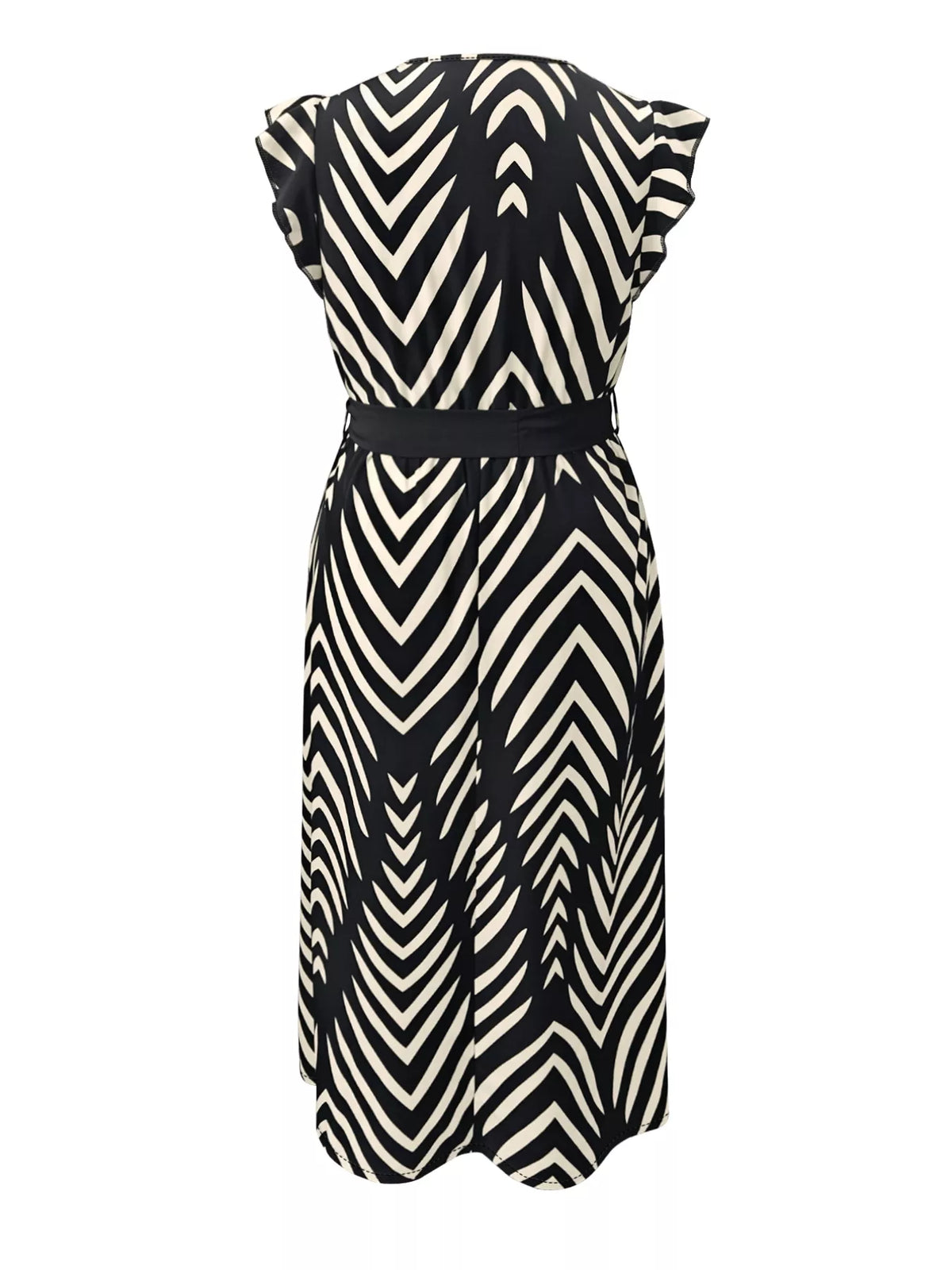Chevron Print Wrap Maxi Dress in Black