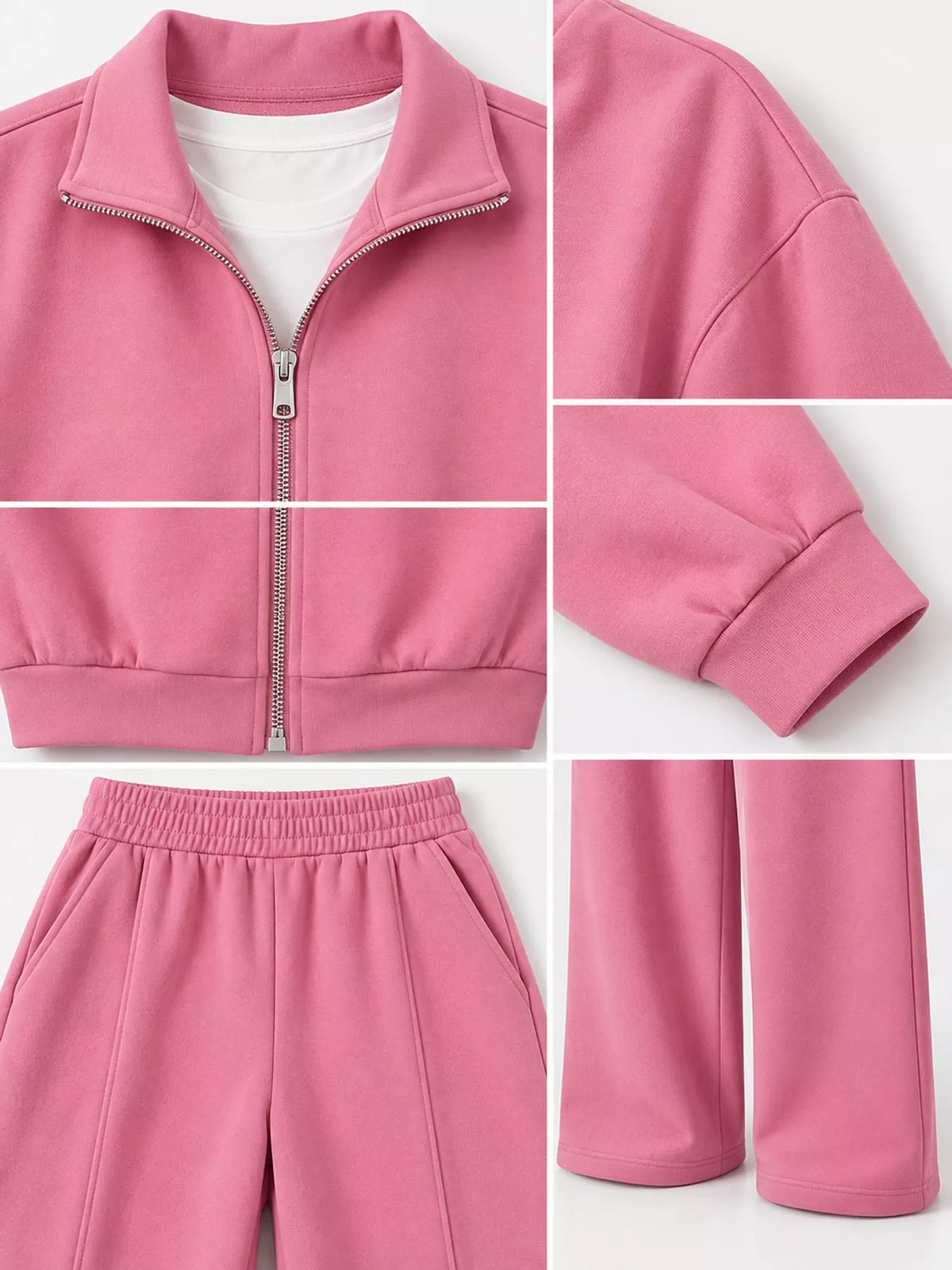 Zip-Up Jacket and Wide-Leg Sweatpants Set