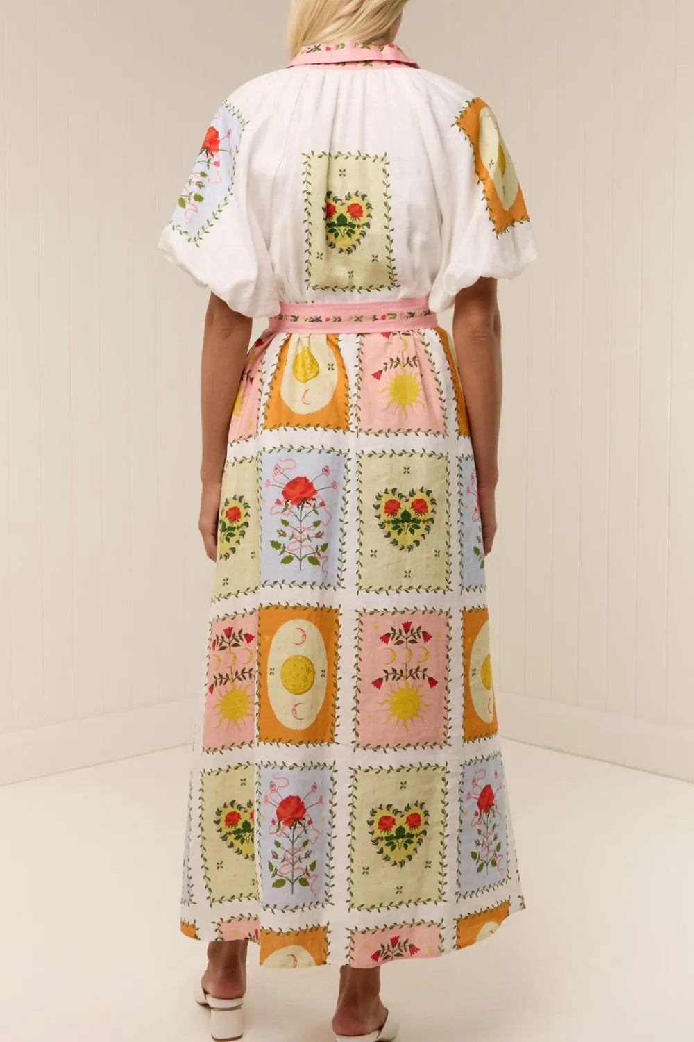 Floral Belted Short Sleeve Maxi Dress
