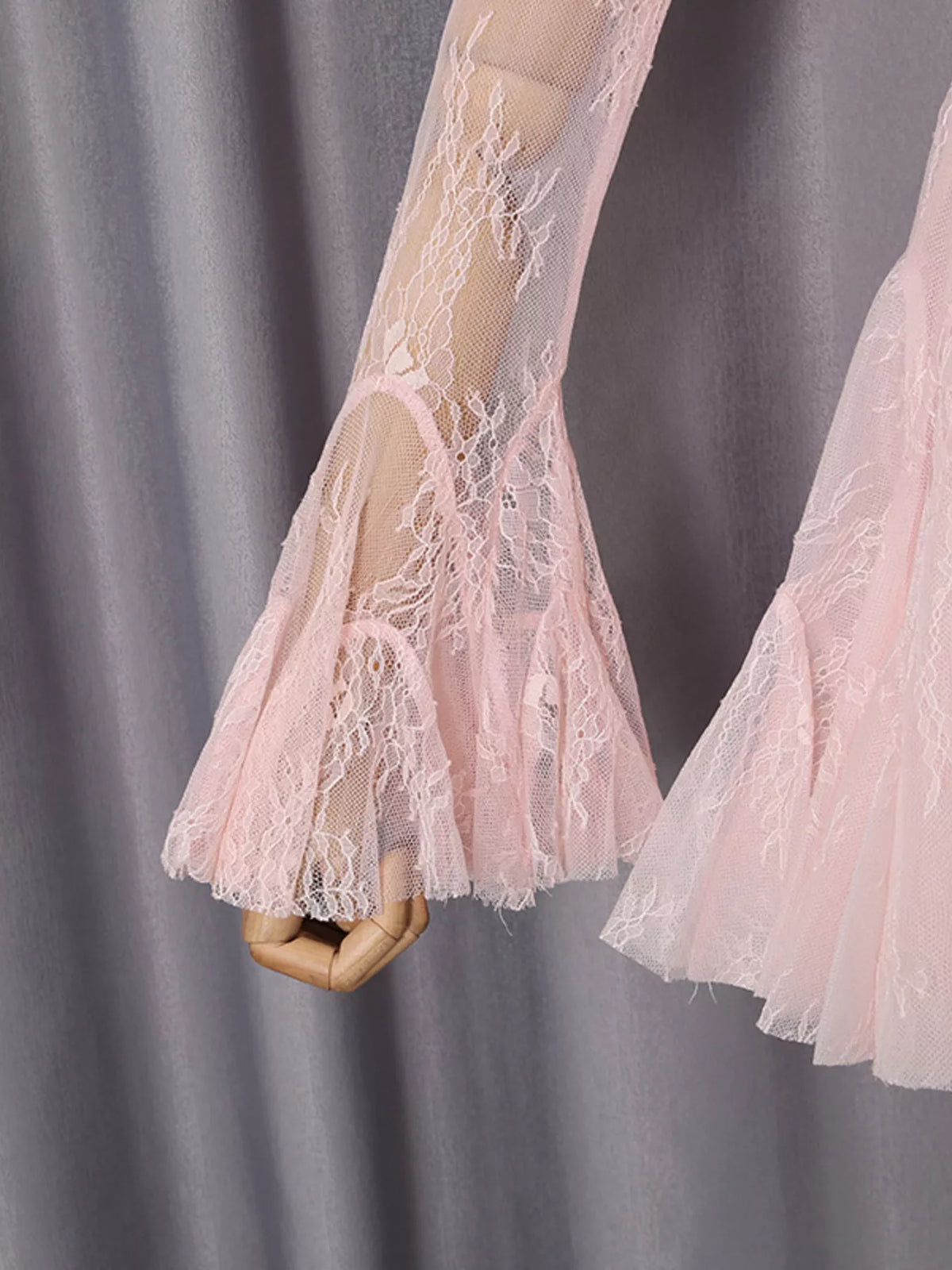 Lace Flare Sleeve Mini Dress in Pink