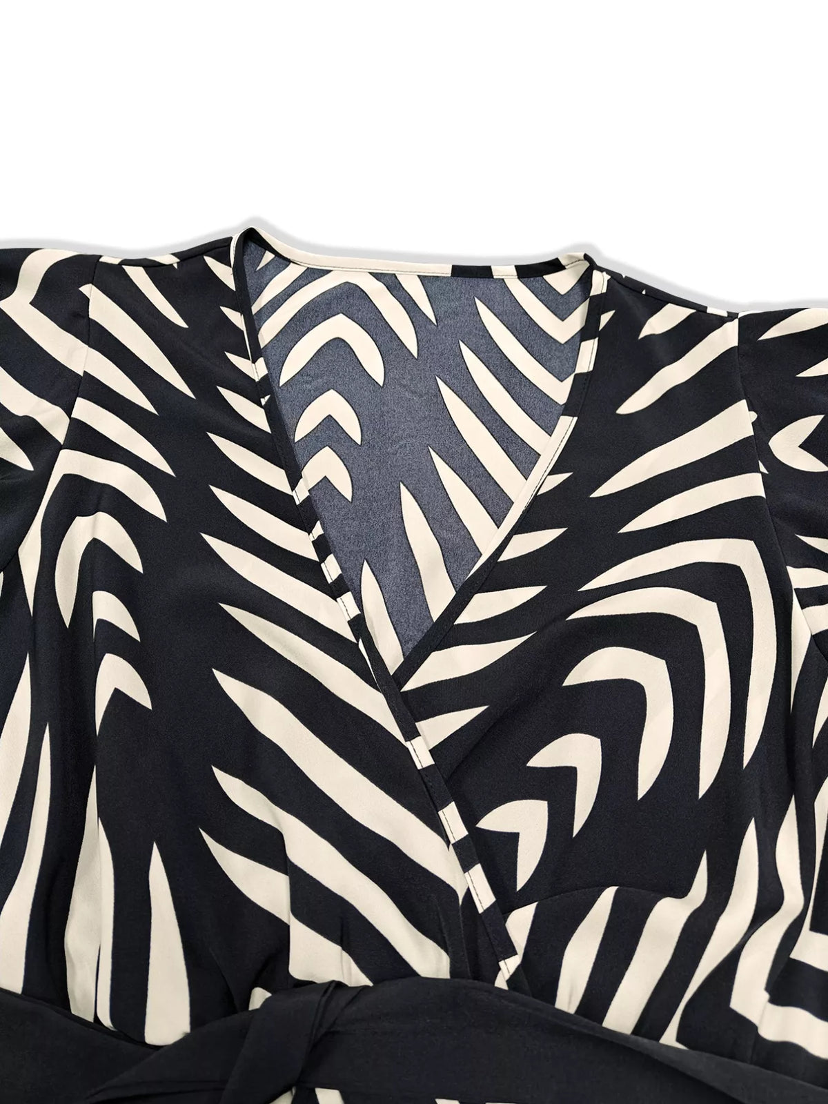 Chevron Print Wrap Maxi Dress in Black