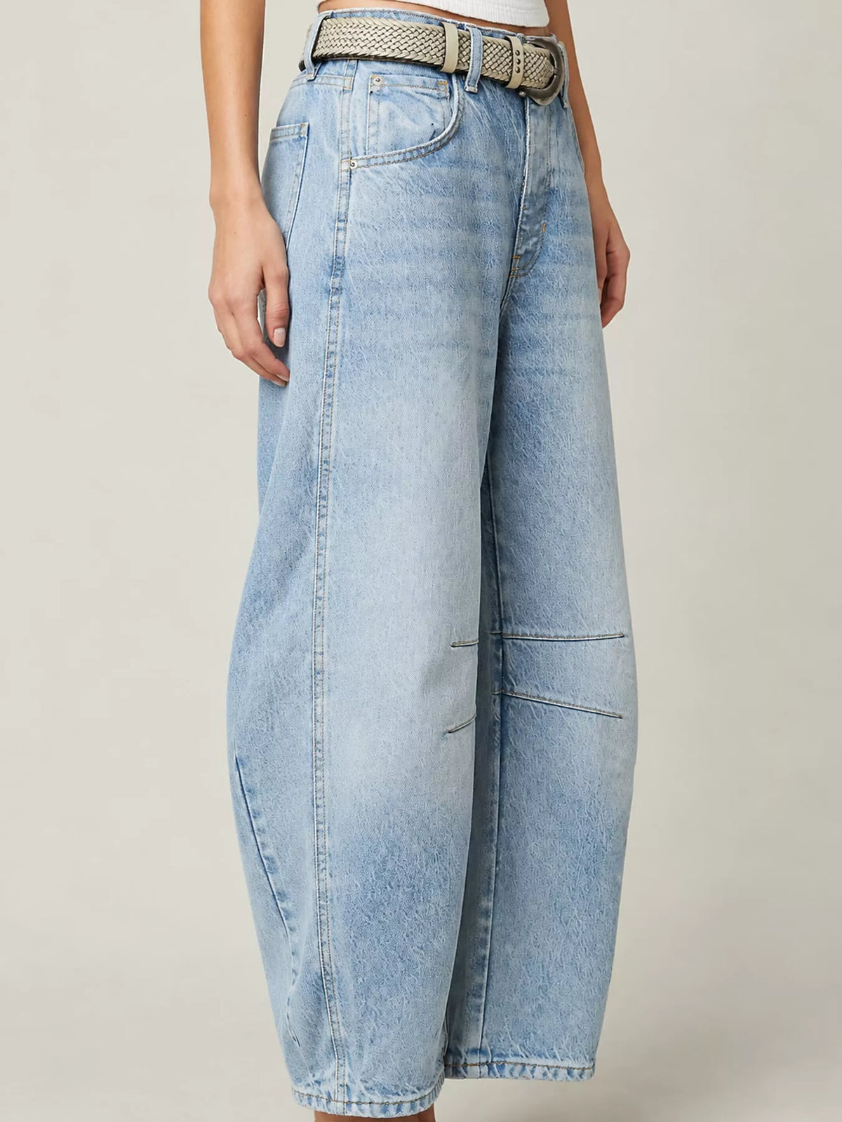 Washed Barrel-Leg Jeans