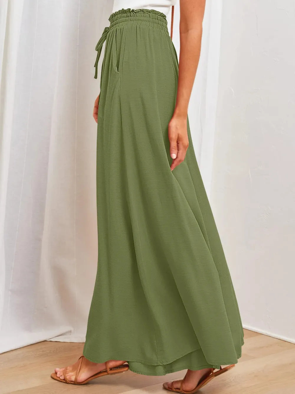 Opaque Wide Leg Pants with Pockets