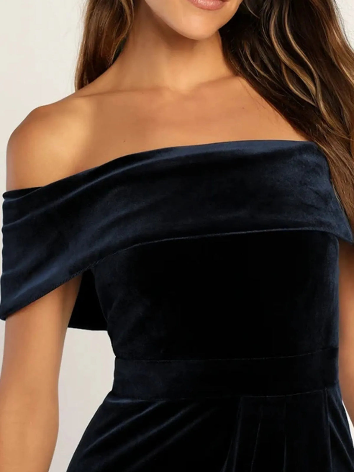 Off-Shoulder Wrap Dress with Side Slit
