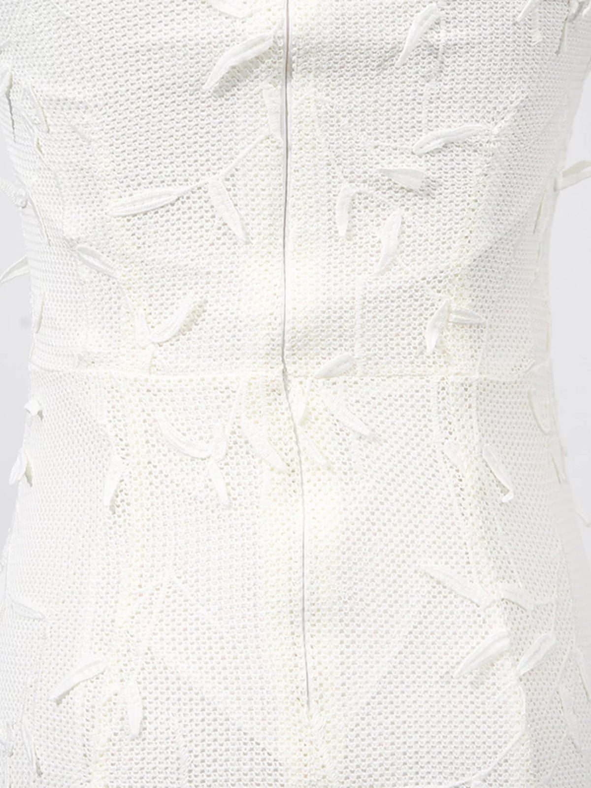 Sleeveless Floral Applique Midi Dress in Off-White