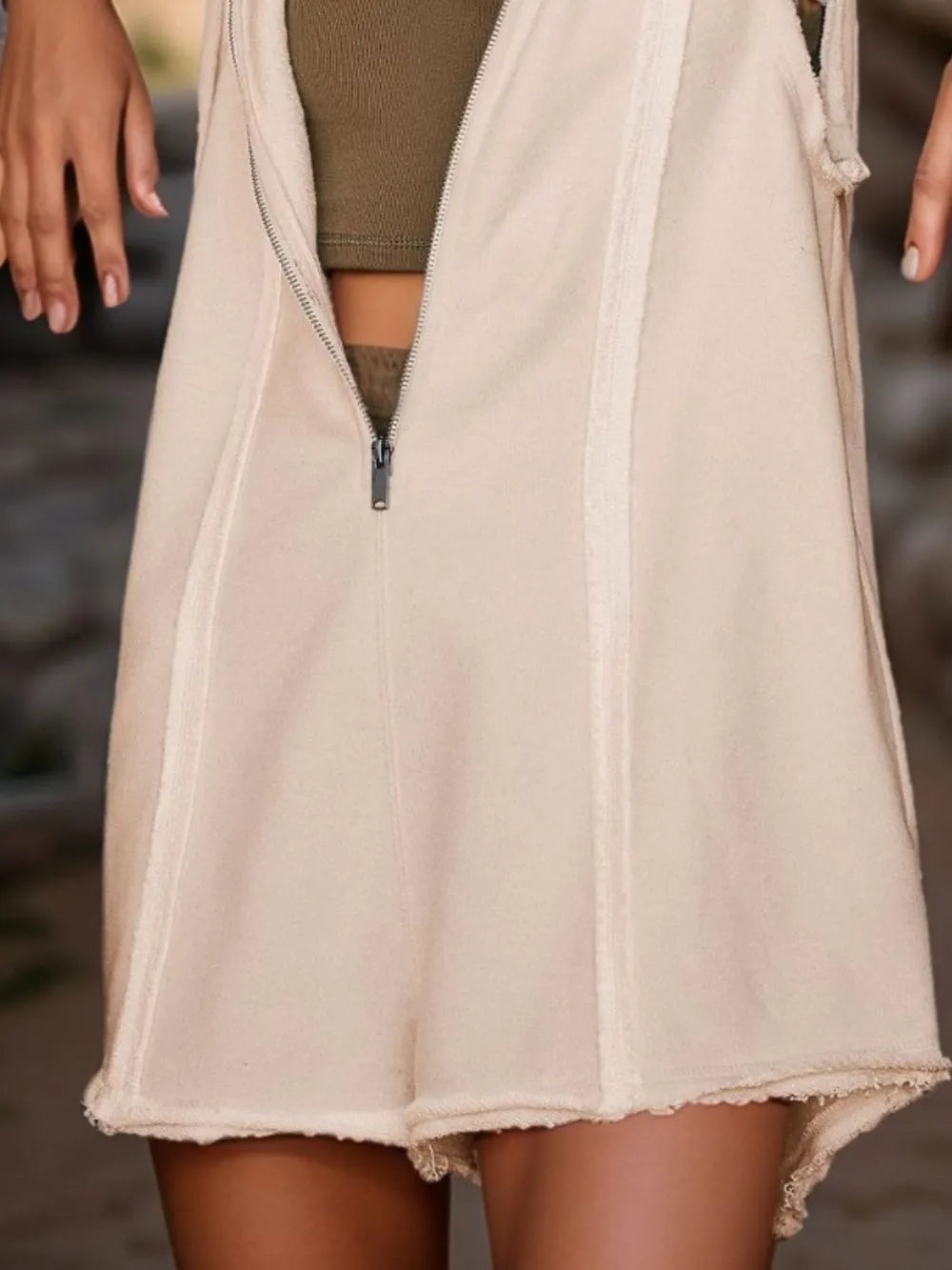 Half-Zip Hooded Sleeveless Romper