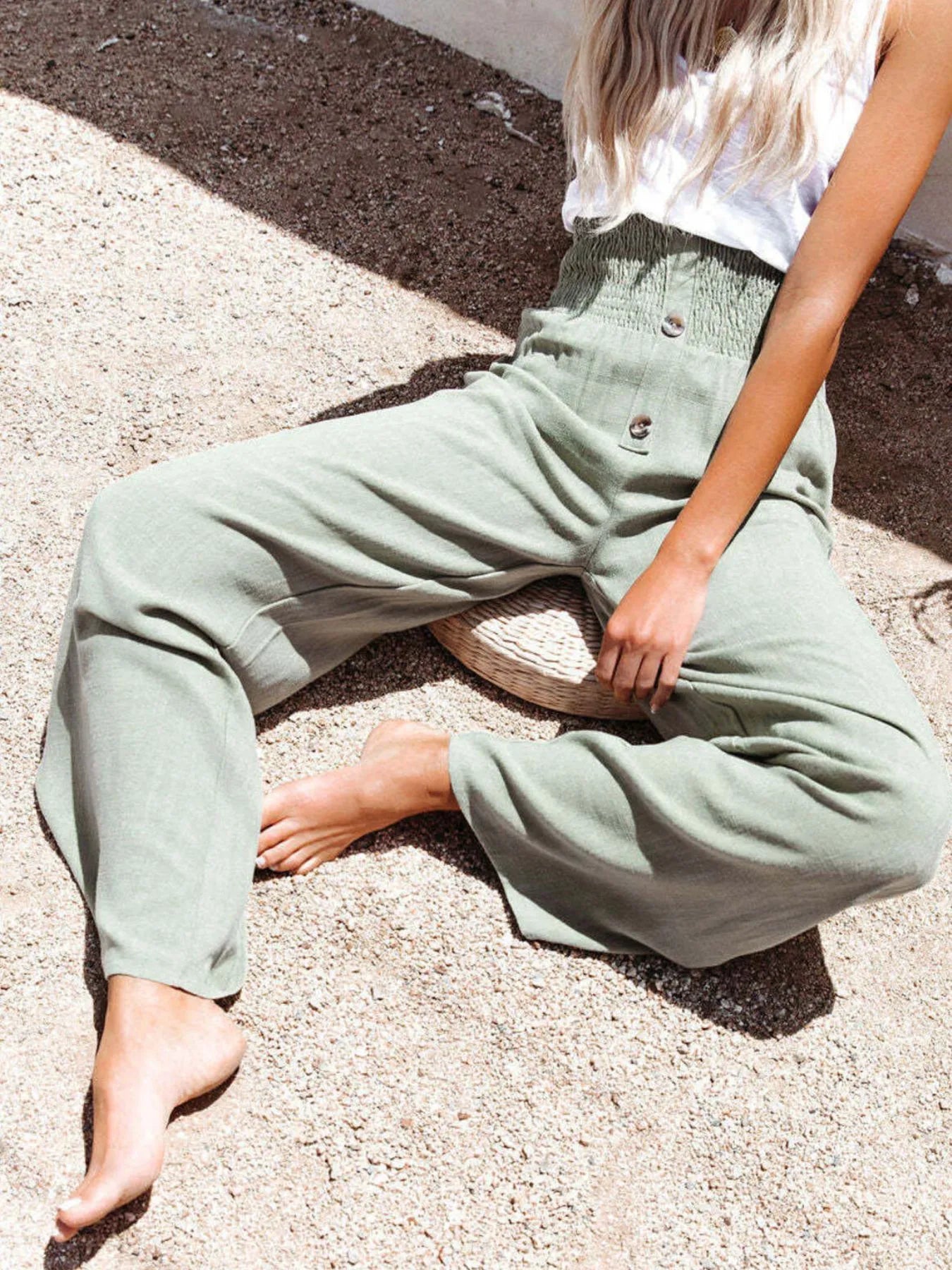 Textured Wide-Leg Pants