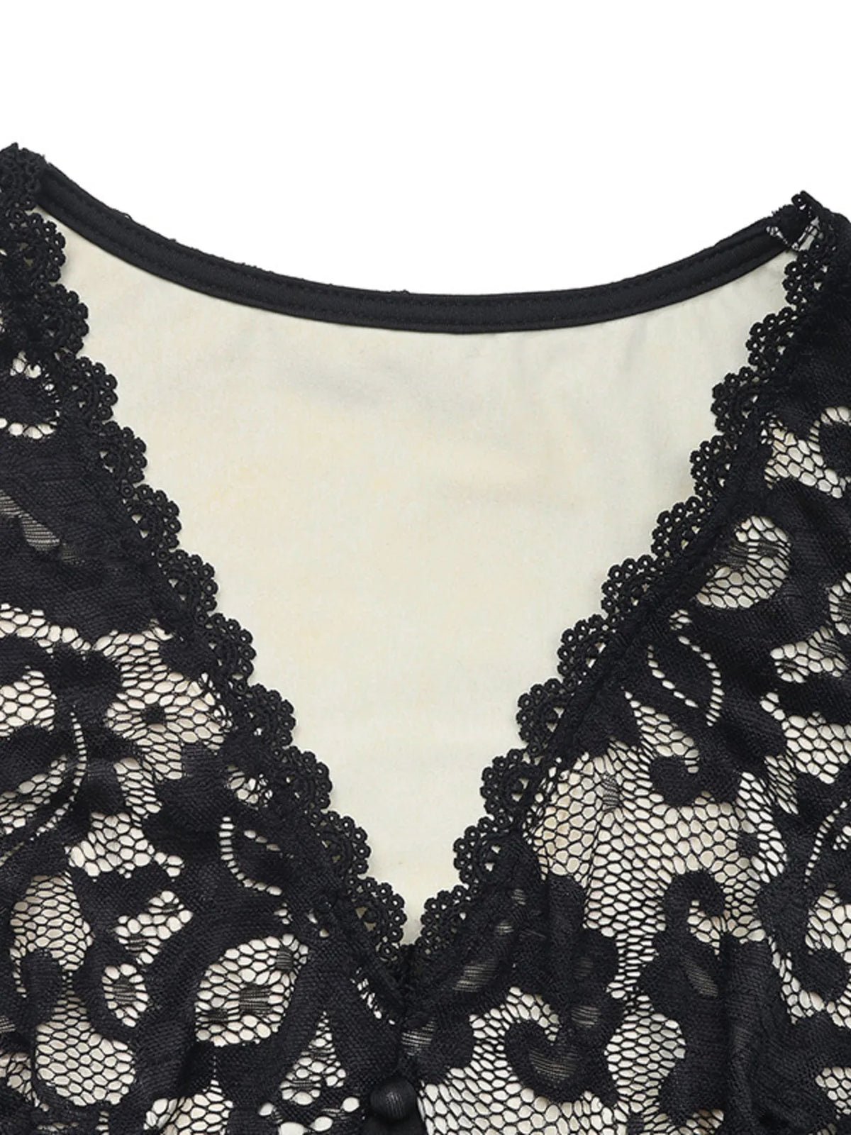 Lace V-Neck Long Sleeve Maxi Dress in Black