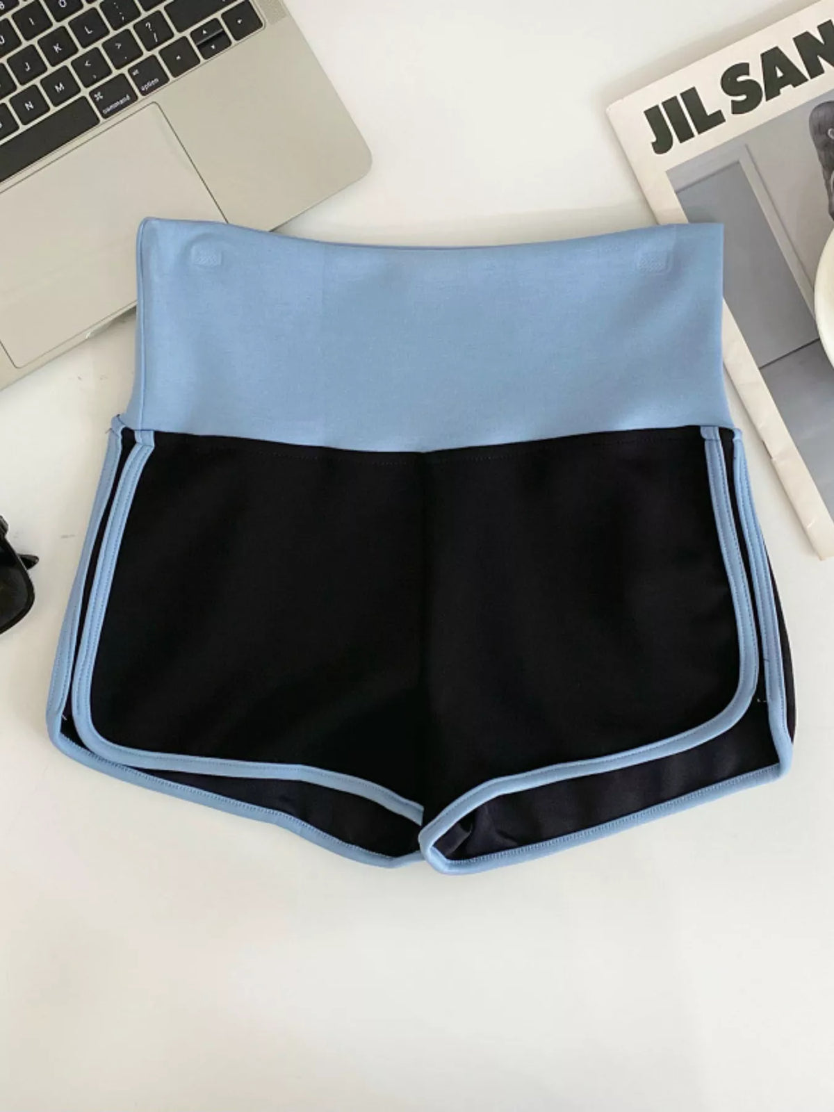 High-Waisted Contrast Trim Shorts