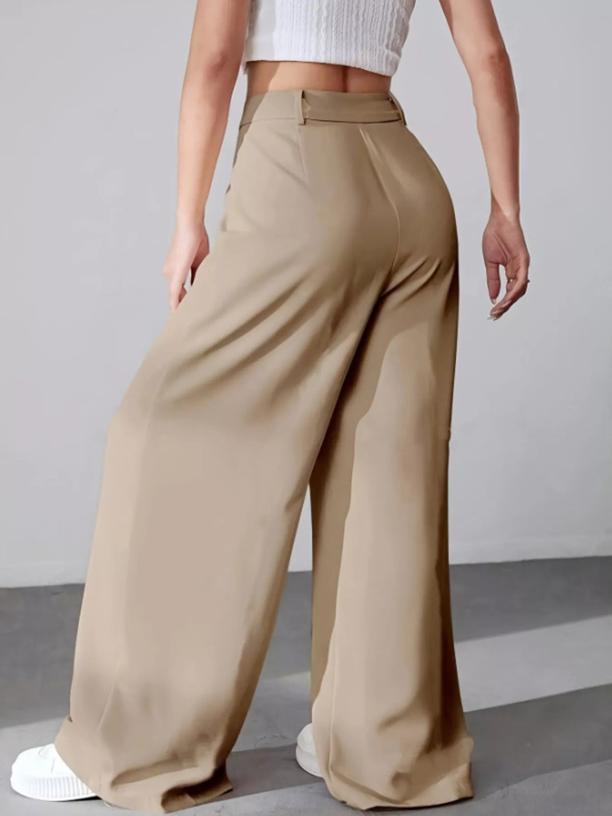 Pleated Wide Leg Pants in Apricot