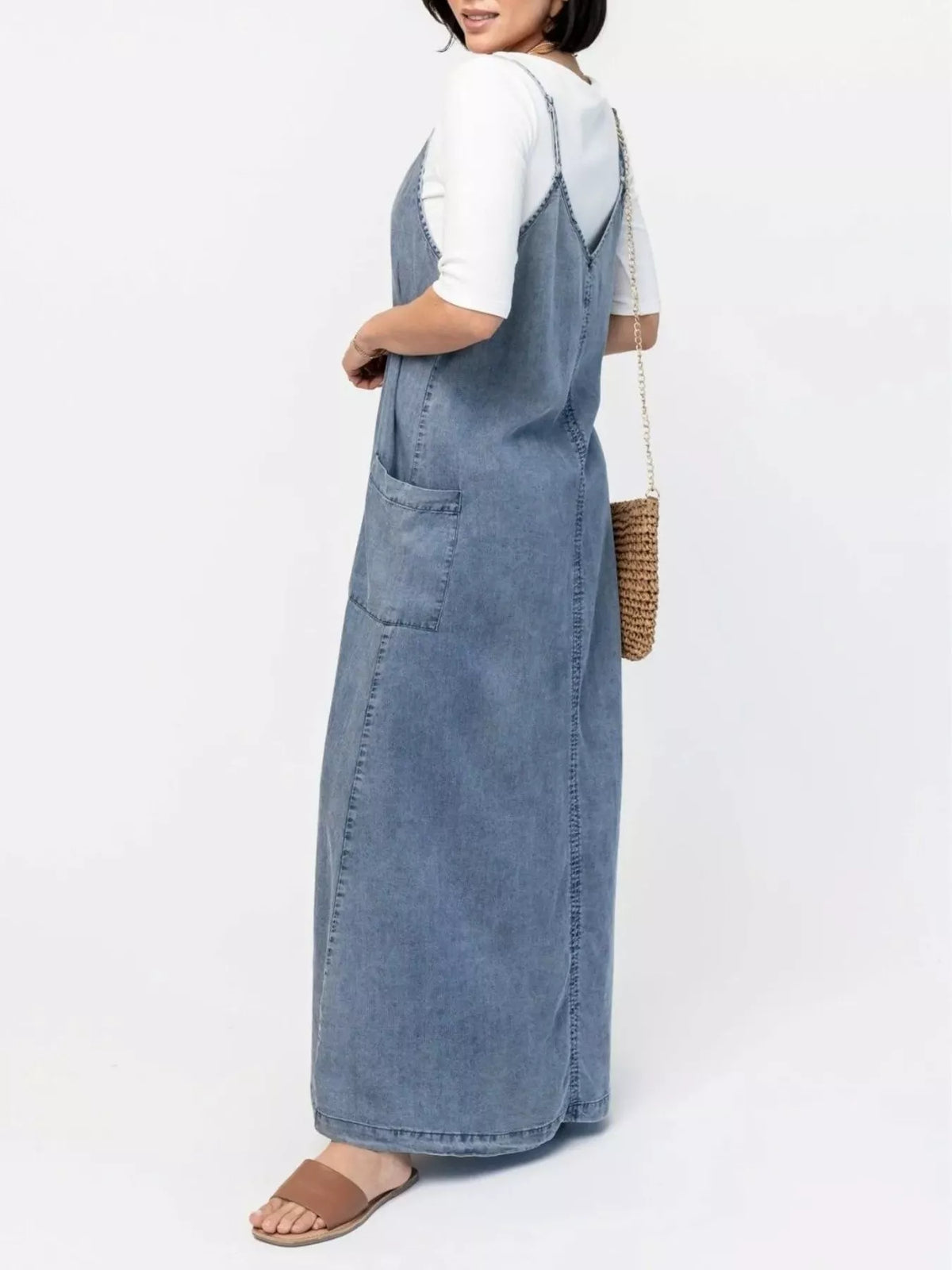 Washed Denim Cami Maxi Dress