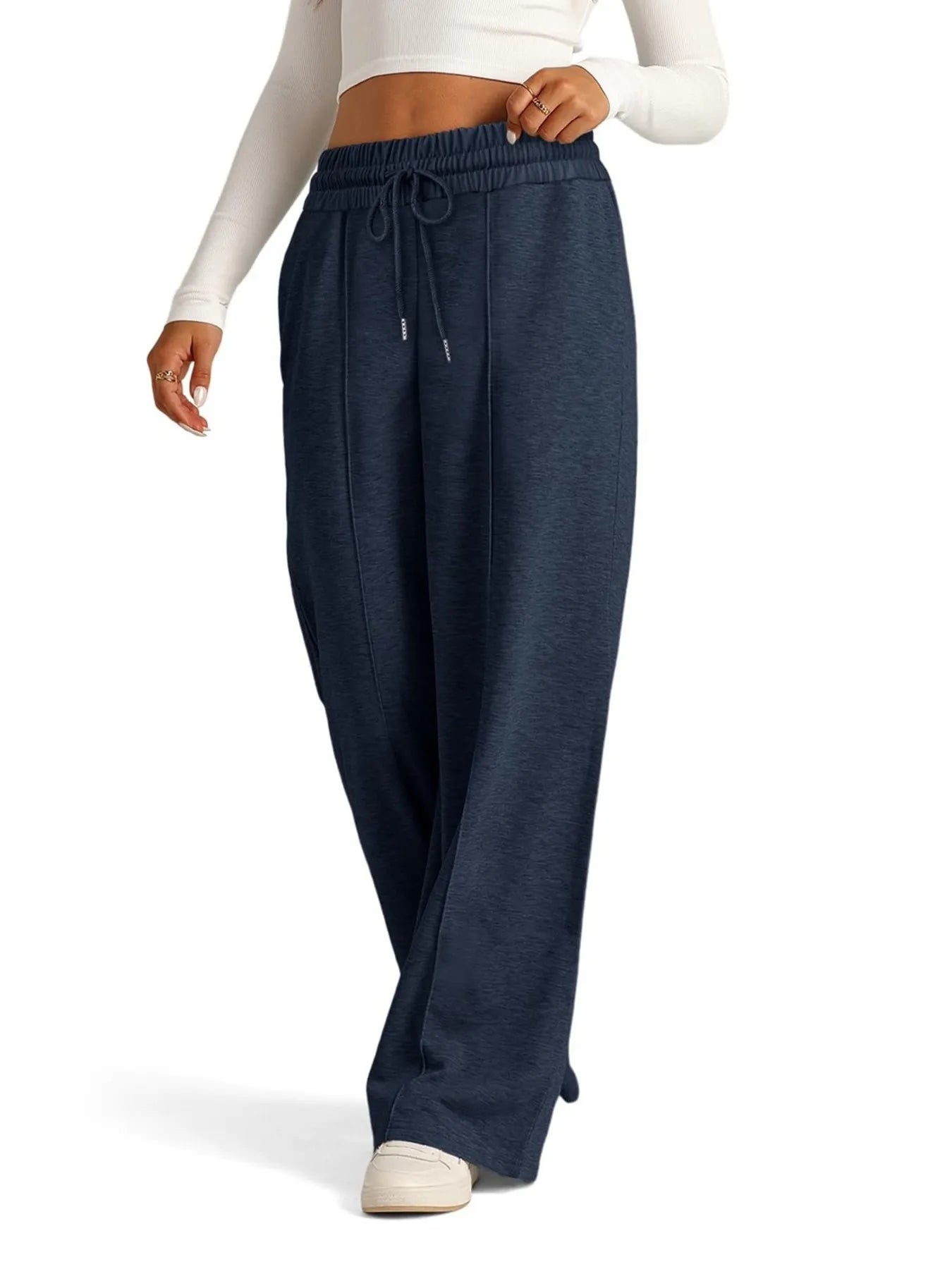 Drawstring Relaxed Wide Leg Pants