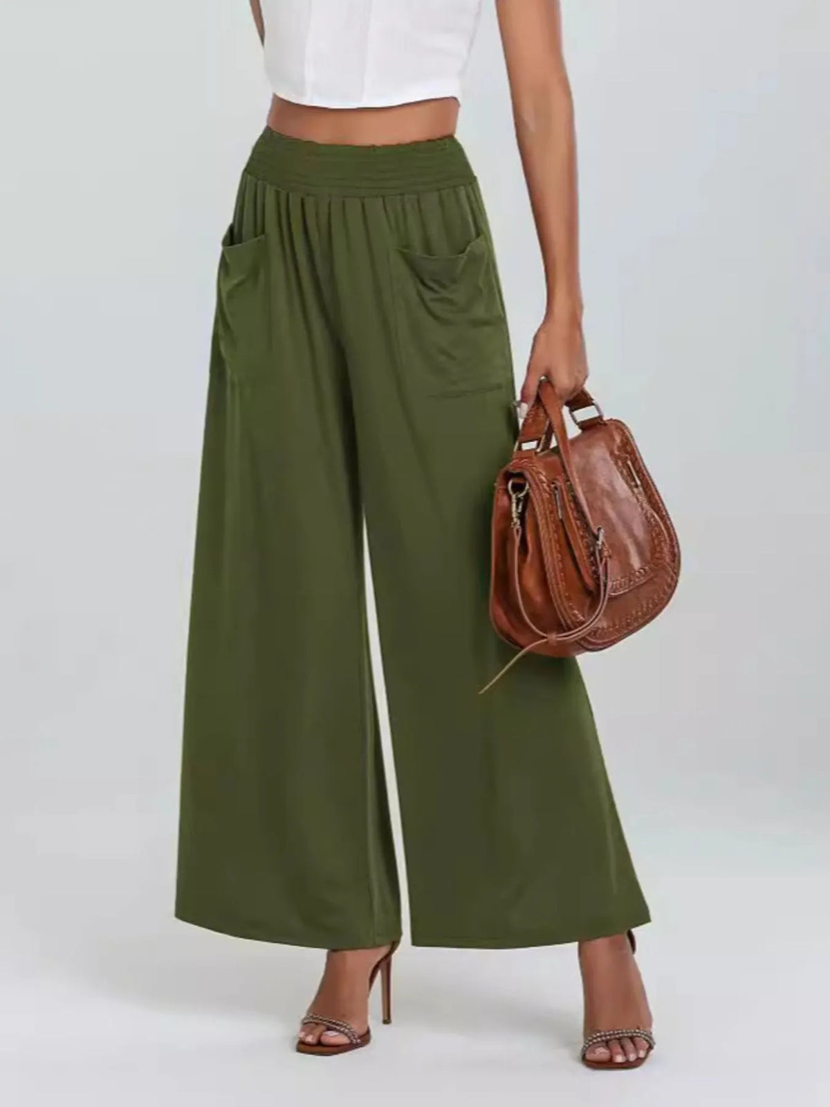 High-Waisted Wide Leg Pants with Pockets