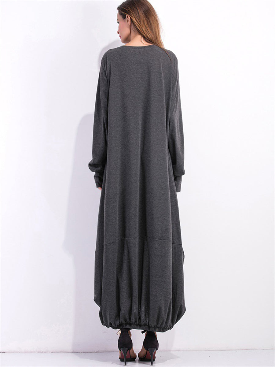 Round Neck Long Sleeve Sweatshirt Dress