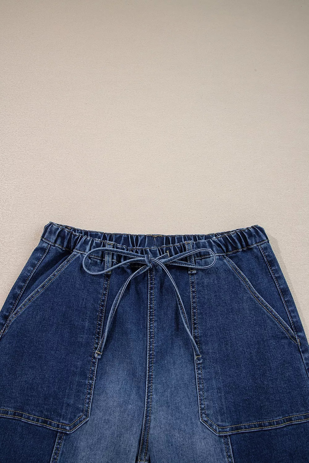 Raw Hem Wide Leg Denim Pants in Medium