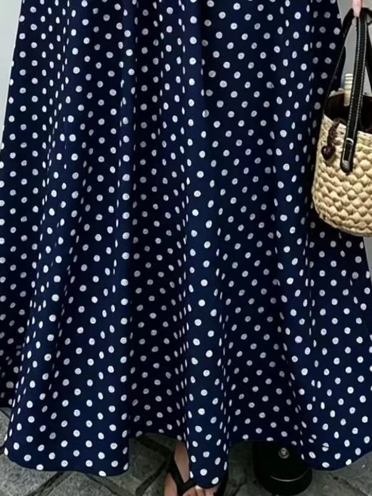 Strapless Polka Dot Ruched Maxi Dress