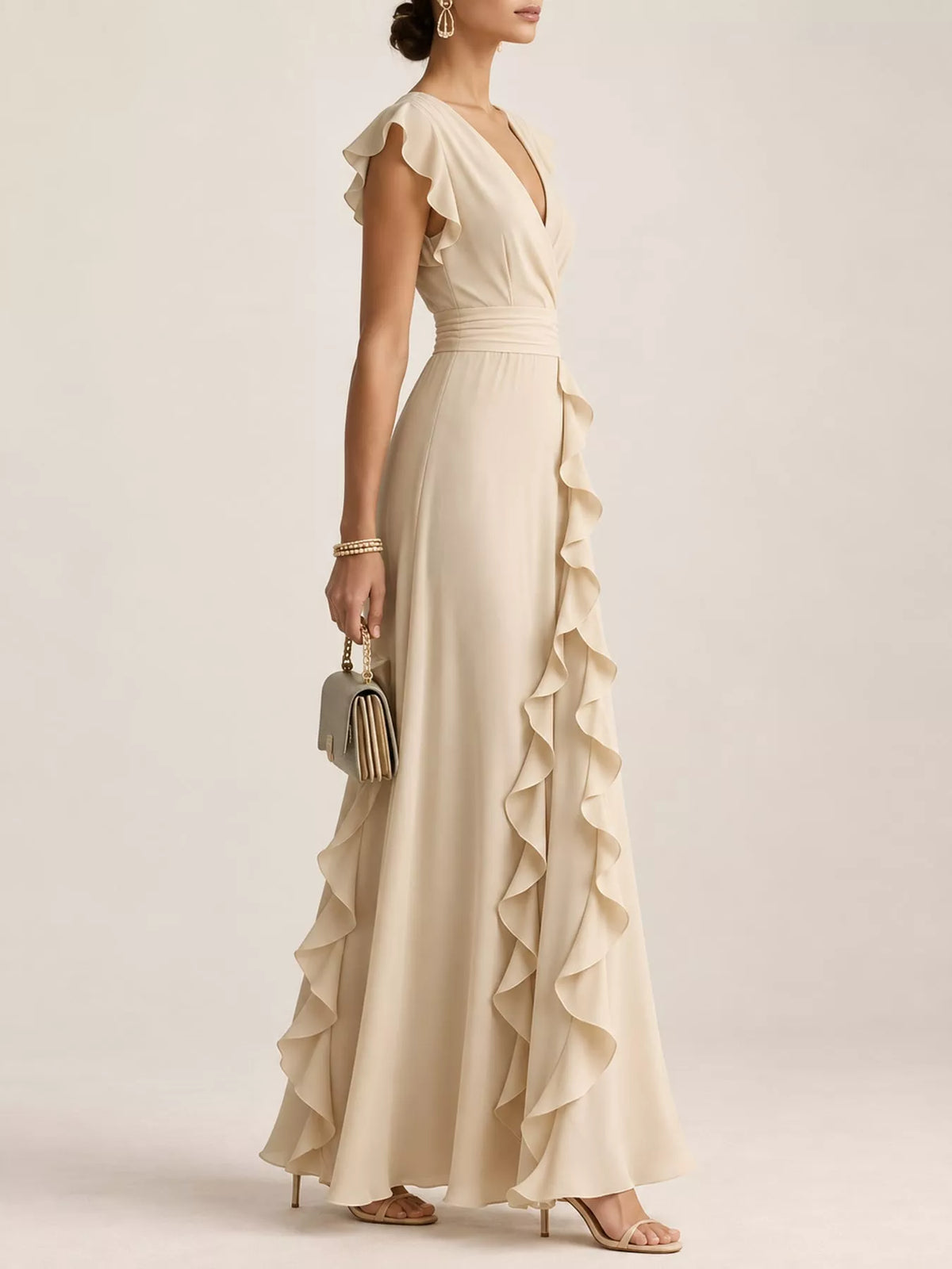 Ruffled Surplice Maxi Dress