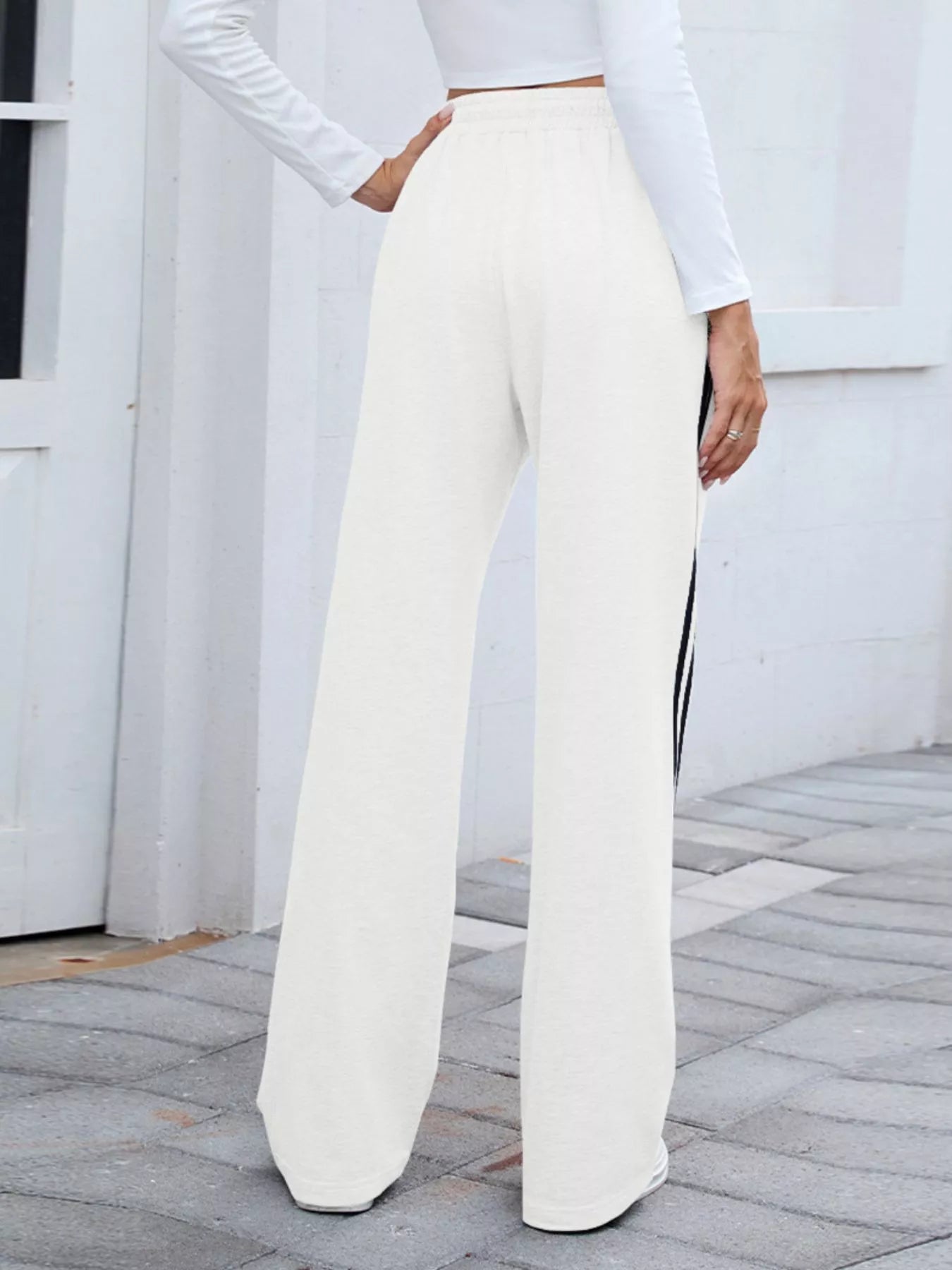 Side Striped Wide Leg Pants