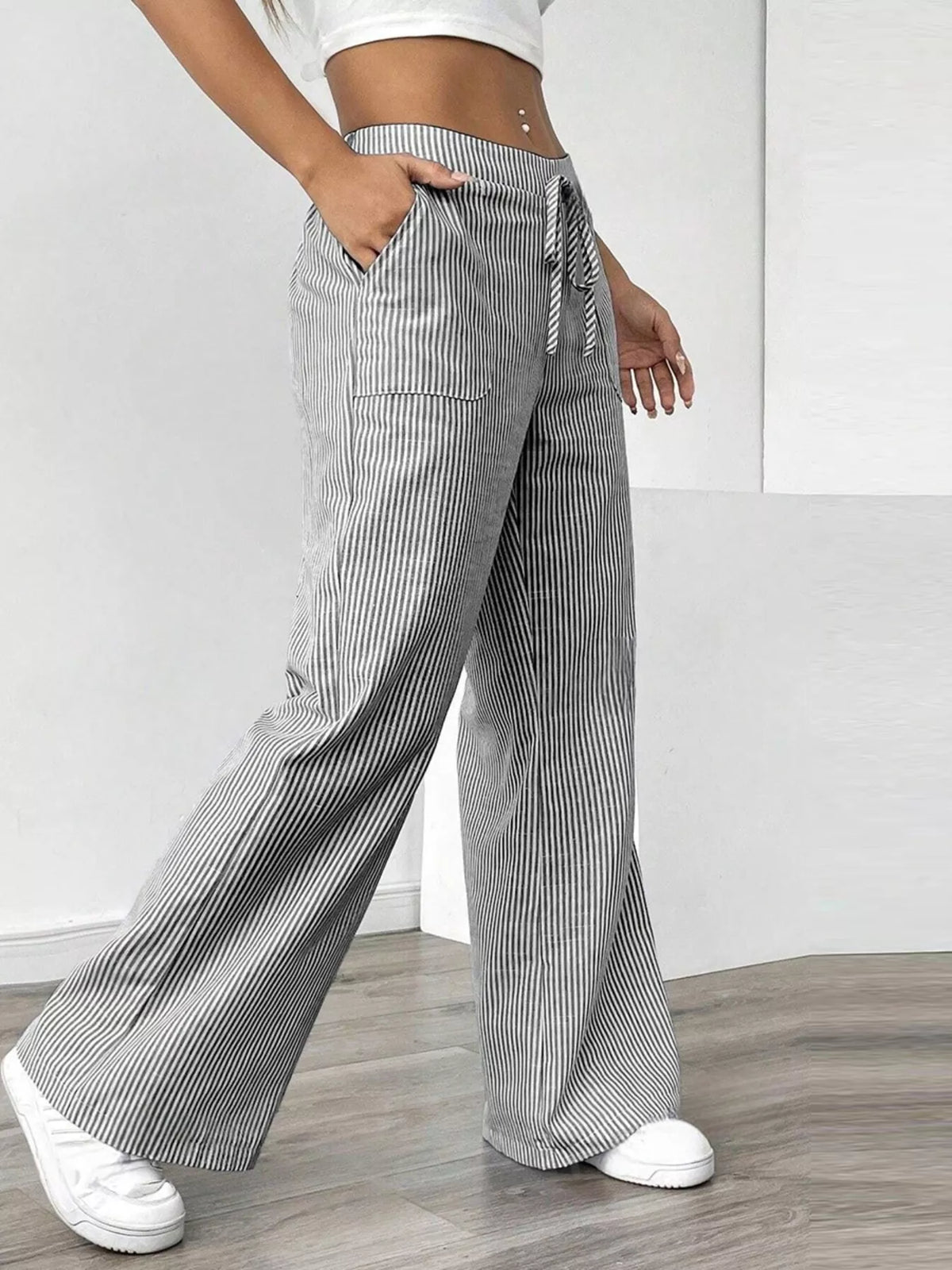 Striped Wide-Leg Pants