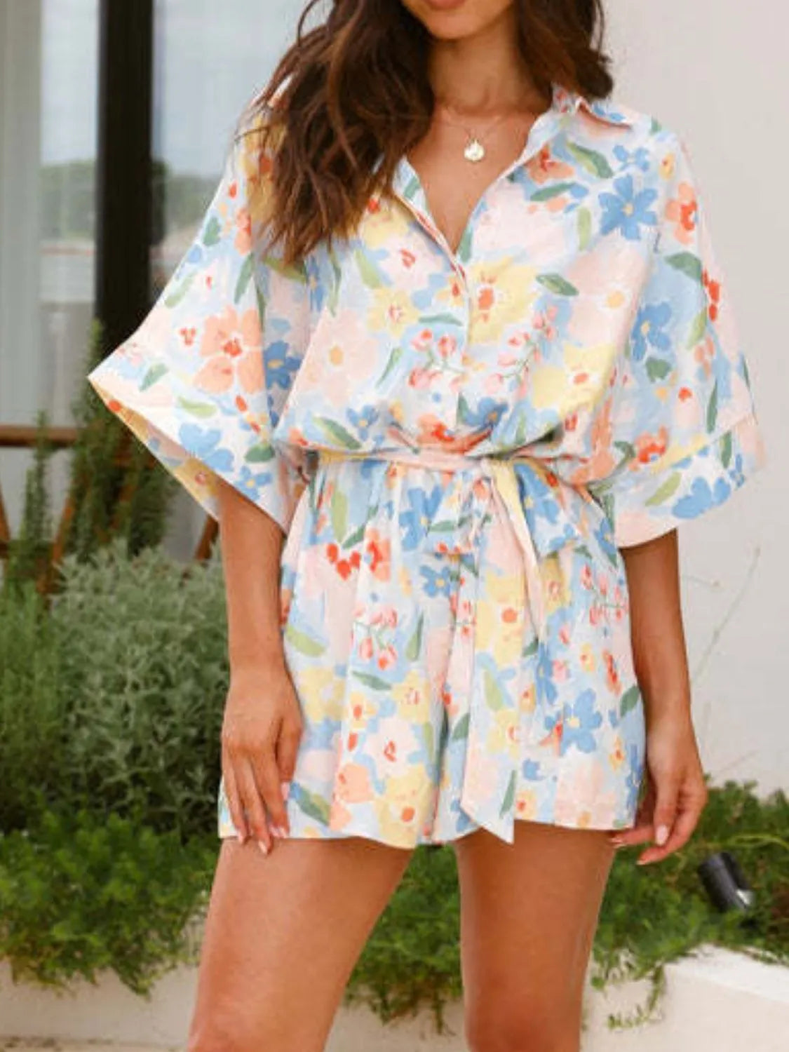 Tie-Waist Romper in Multicolor