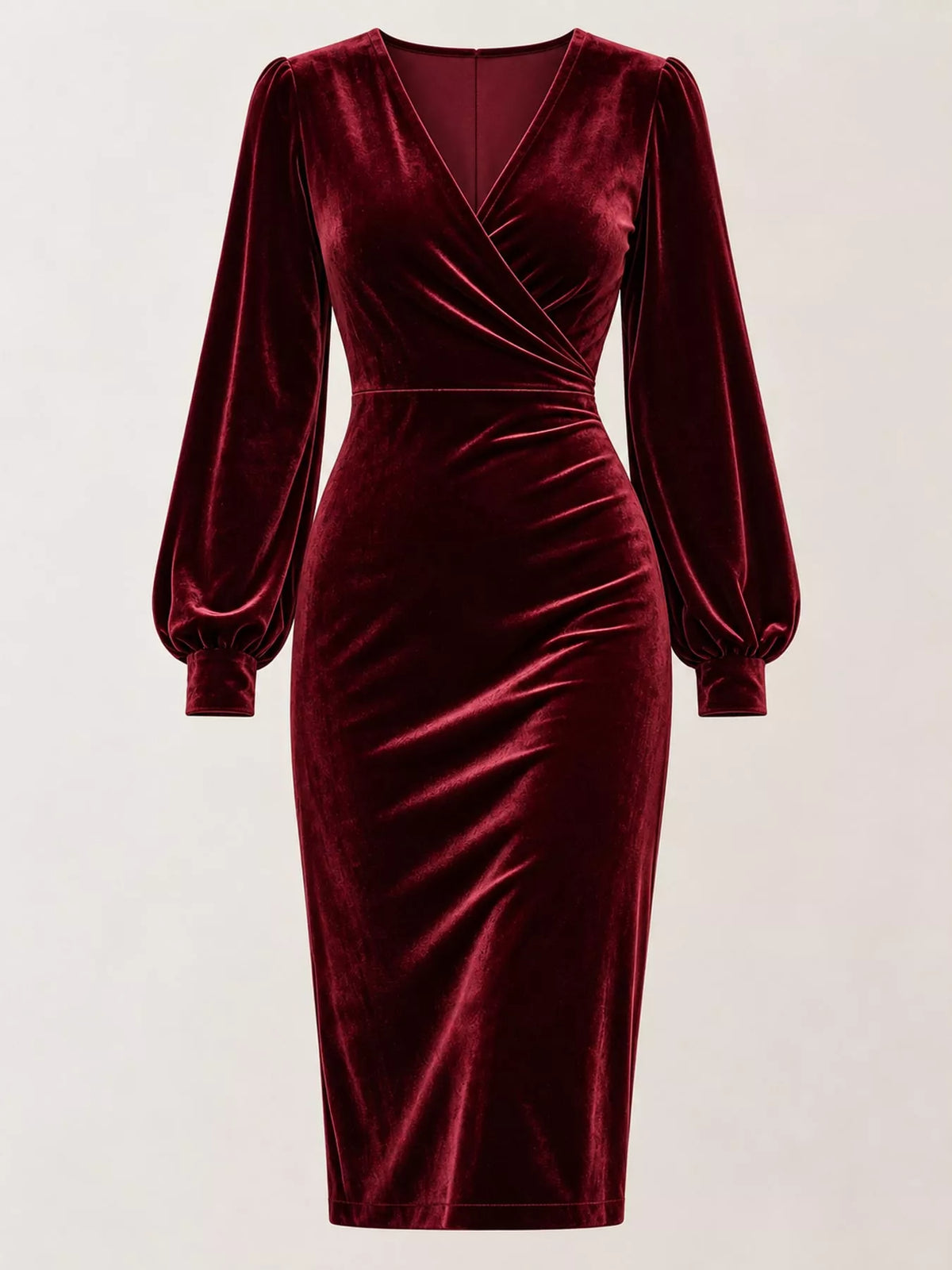 Ruched Velvet Wrap Dress
