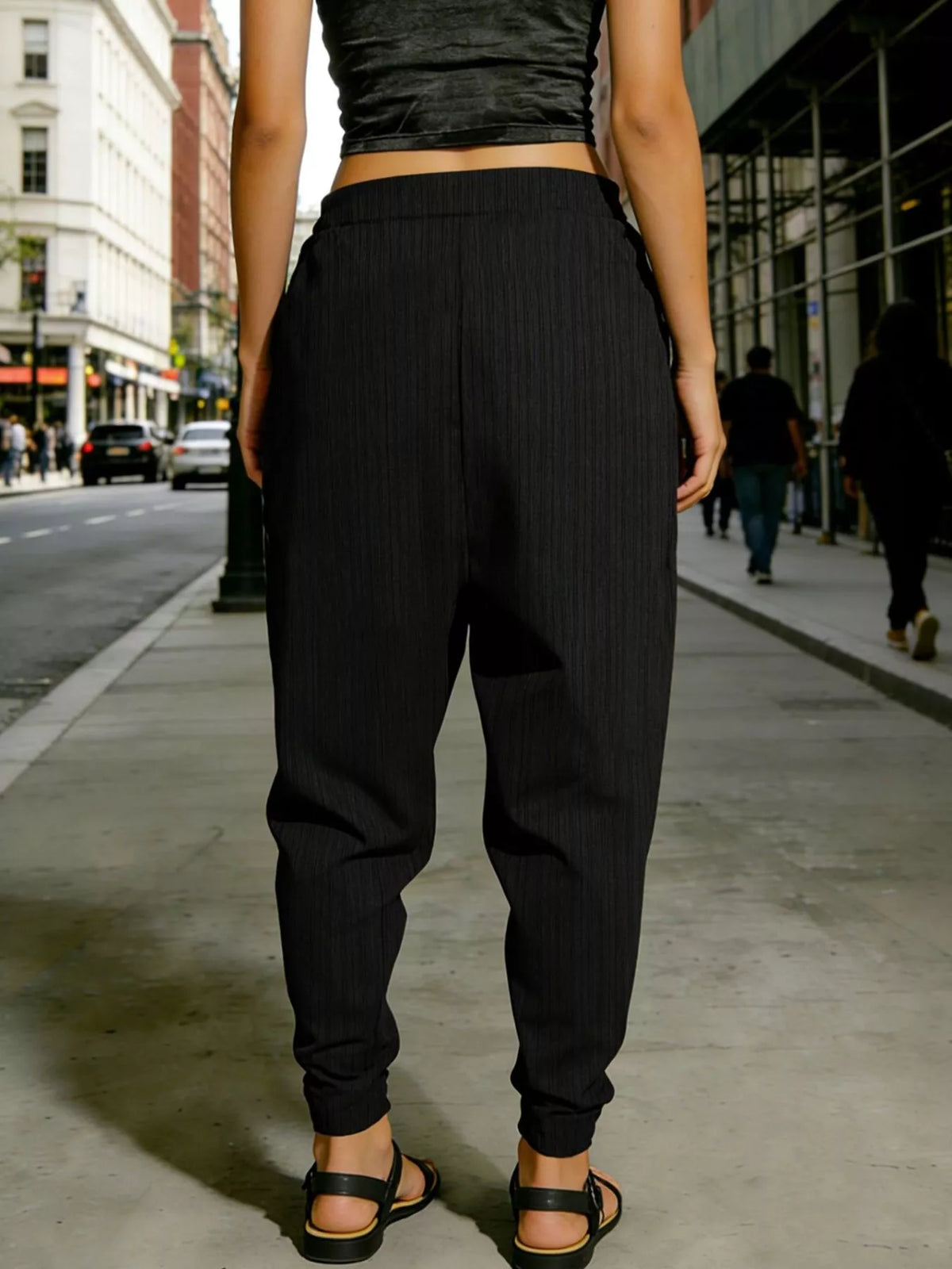 Plus Size Harem Pants with Decorative Buttons