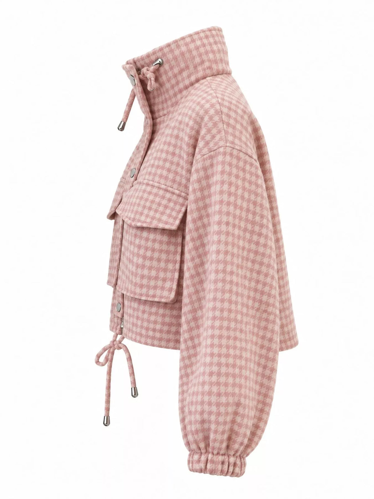 Plaid Cropped Zip-Up Jacket