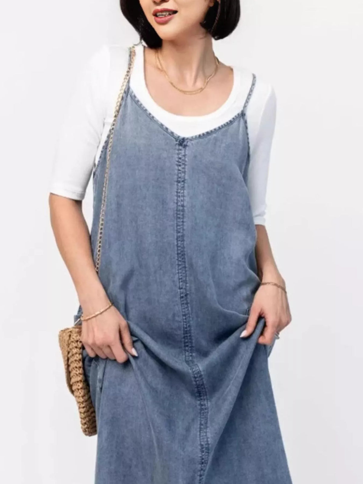 Washed Denim Cami Maxi Dress