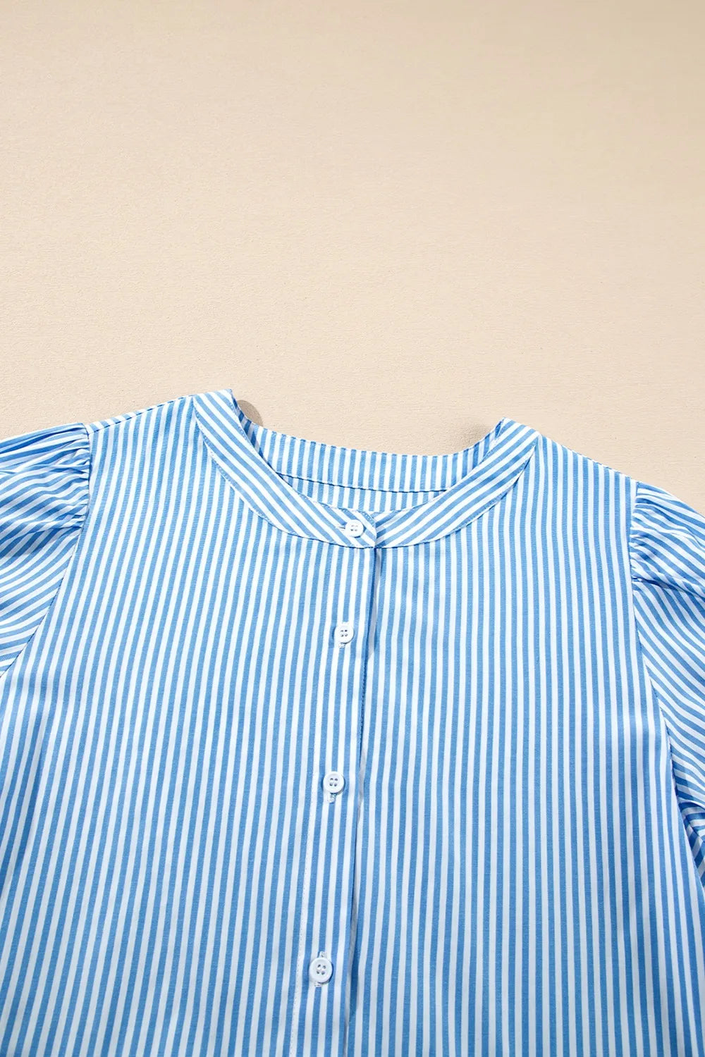 Striped Scallop Tiered Midi Dress in Light Blue
