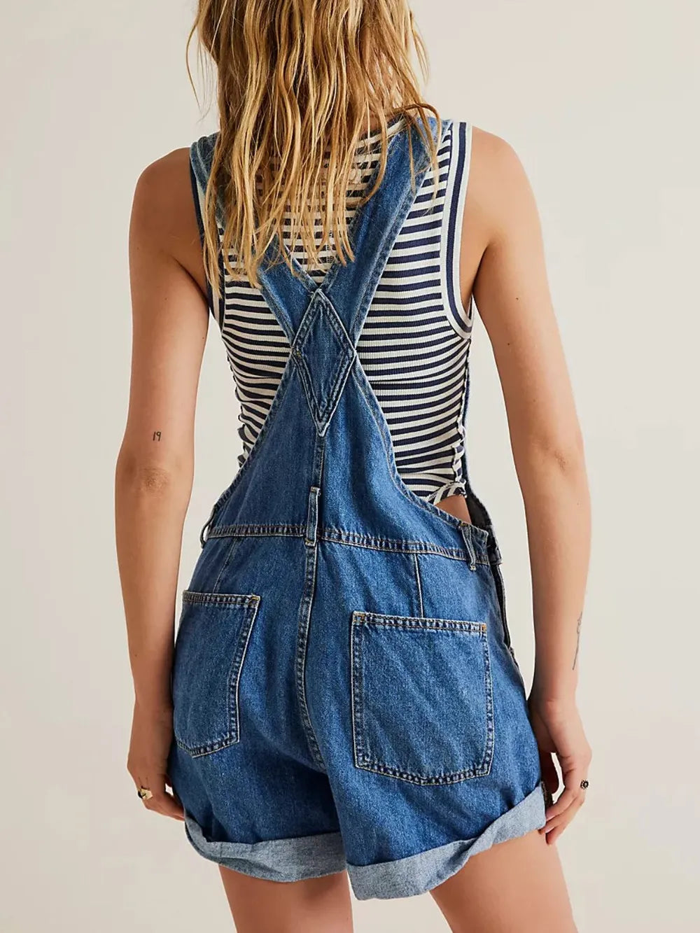Wide Strap Square Neck Denim Overalls in Medium Wash by Dreamy Drapes