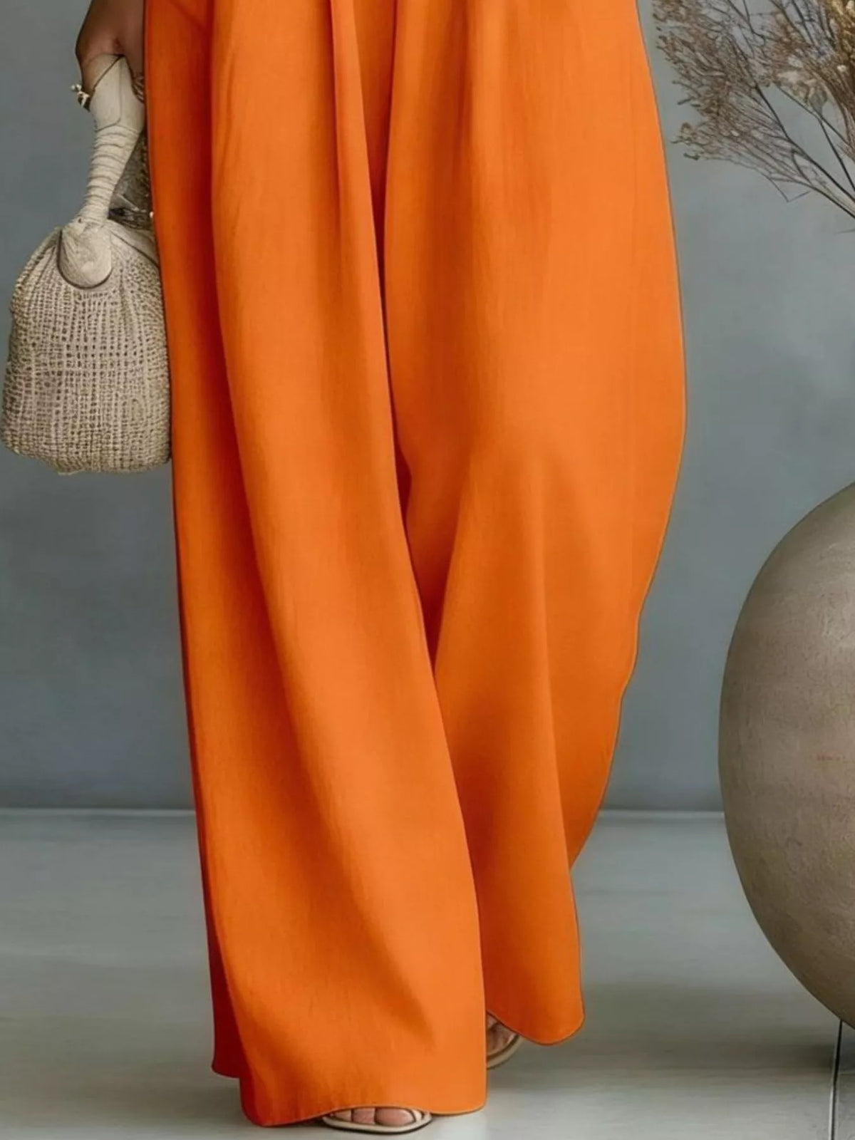 Ruched Half Sleeve Wide-Leg Jumpsuit