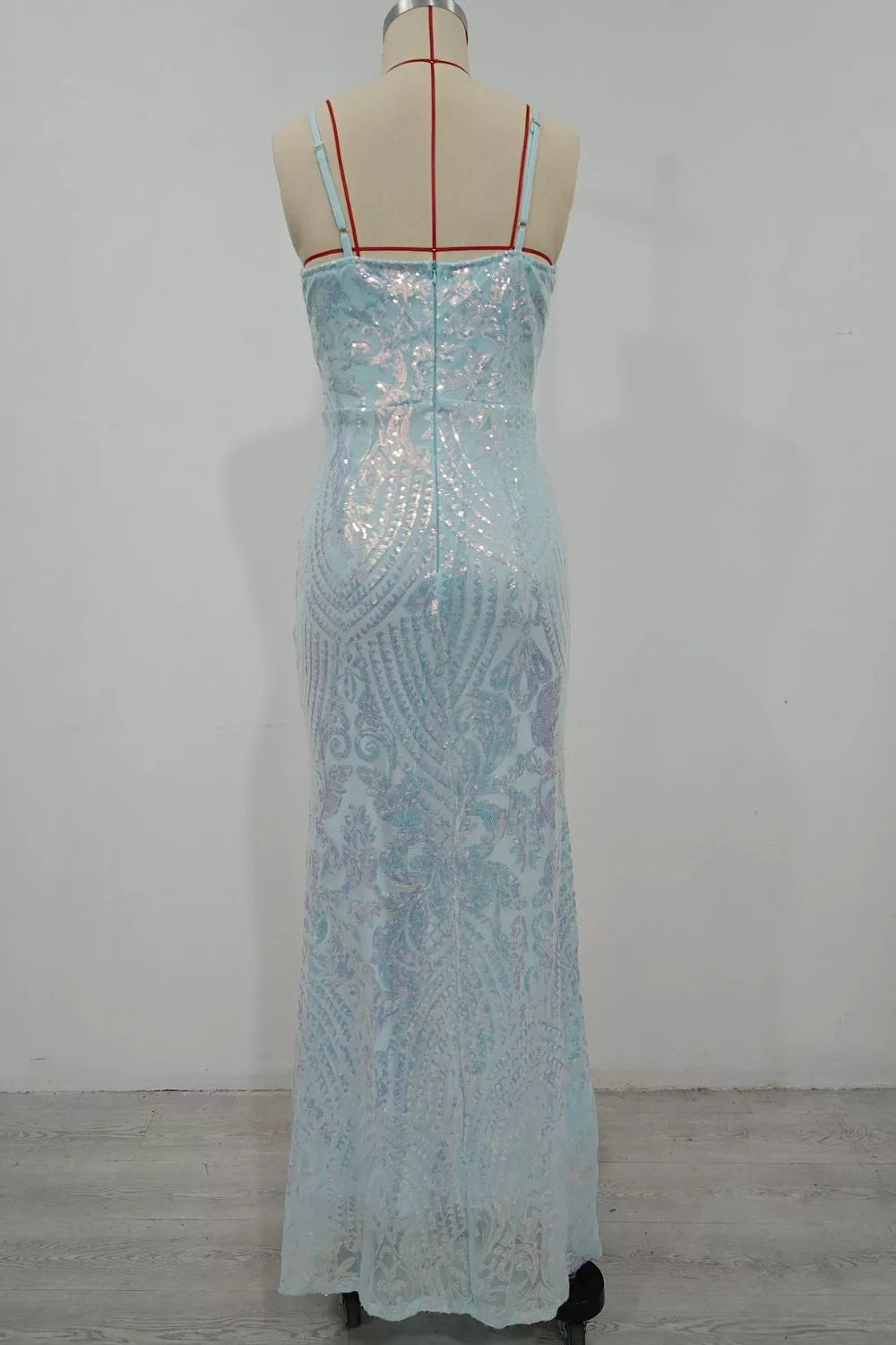 Sequin Mermaid Maxi Dress in Sky Blue