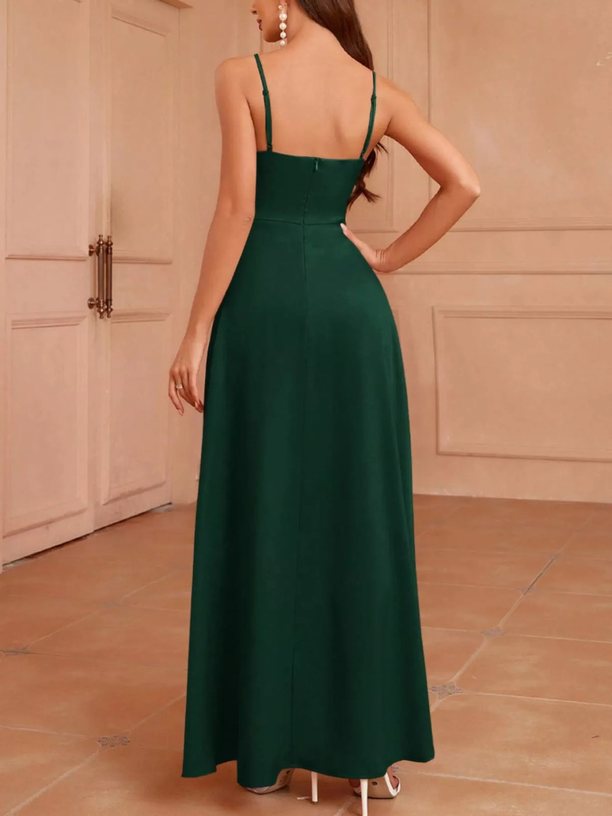 Slit Spaghetti Strap Maxi Dress by Elegant Elements