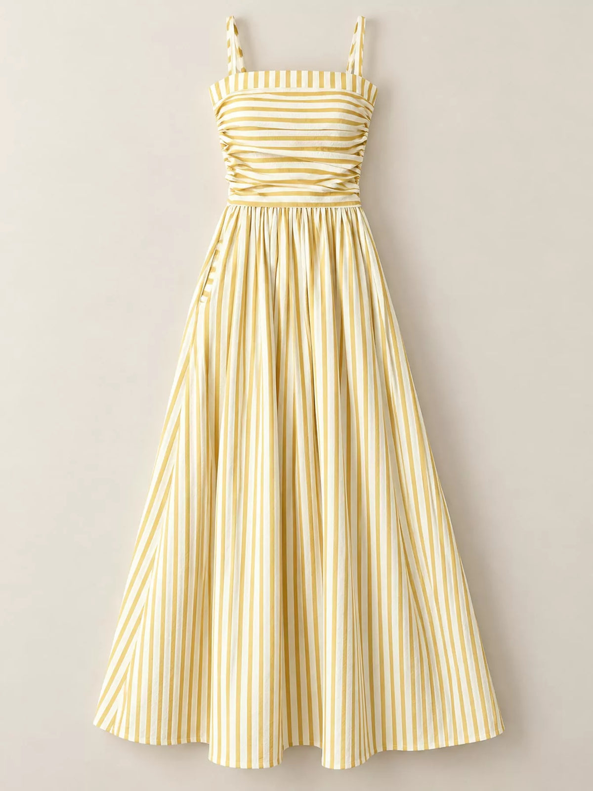 Striped Spaghetti-Strap A-Line Maxi Dress
