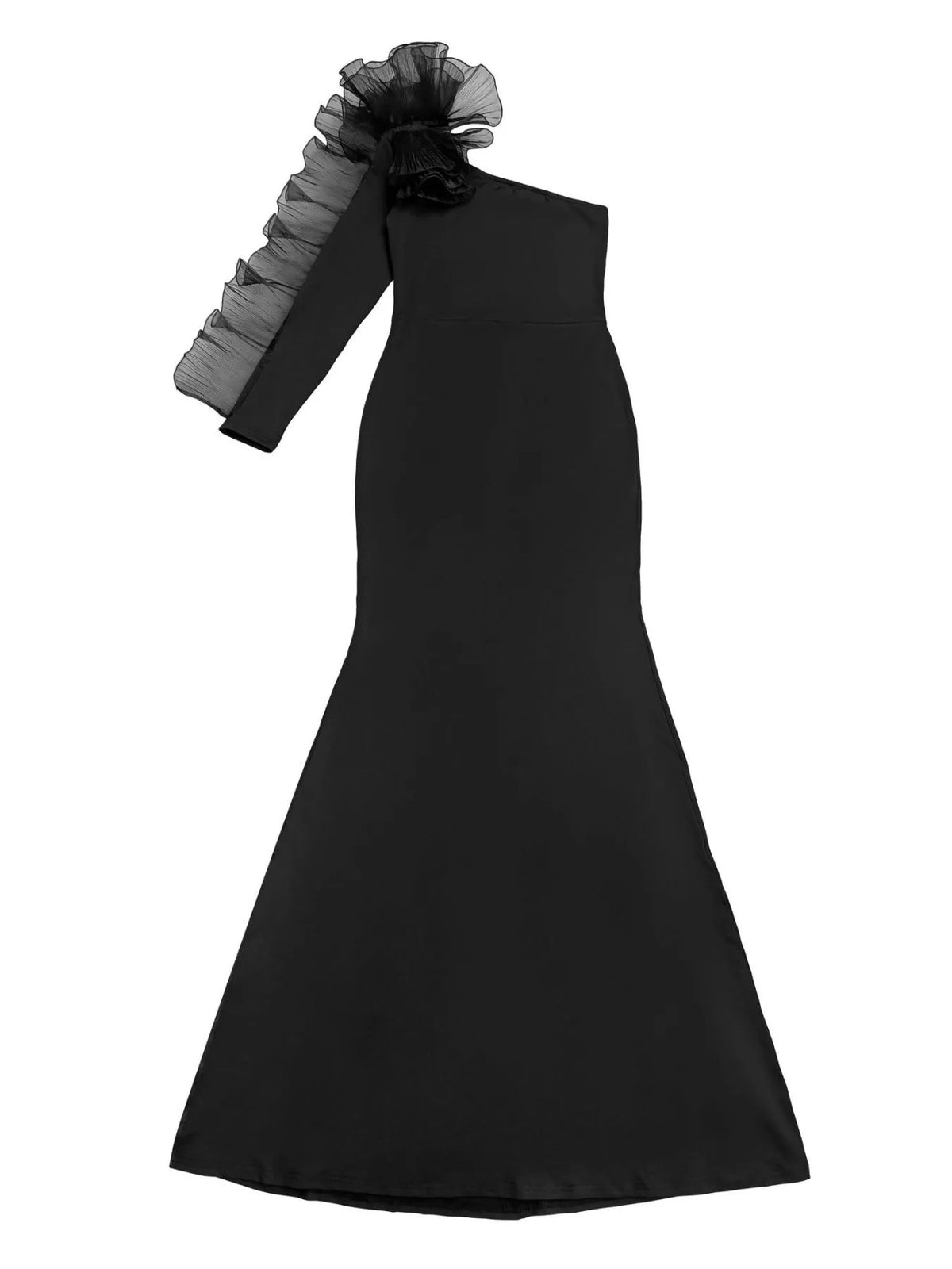 One-Shoulder Ruffled Mermaid Maxi Dress