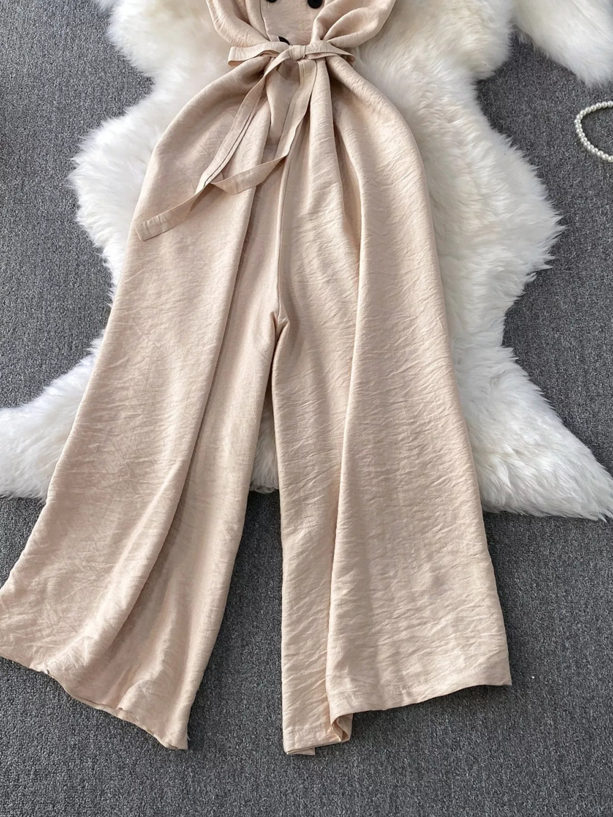 Belted Sleeveless Wide Leg Jumpsuit