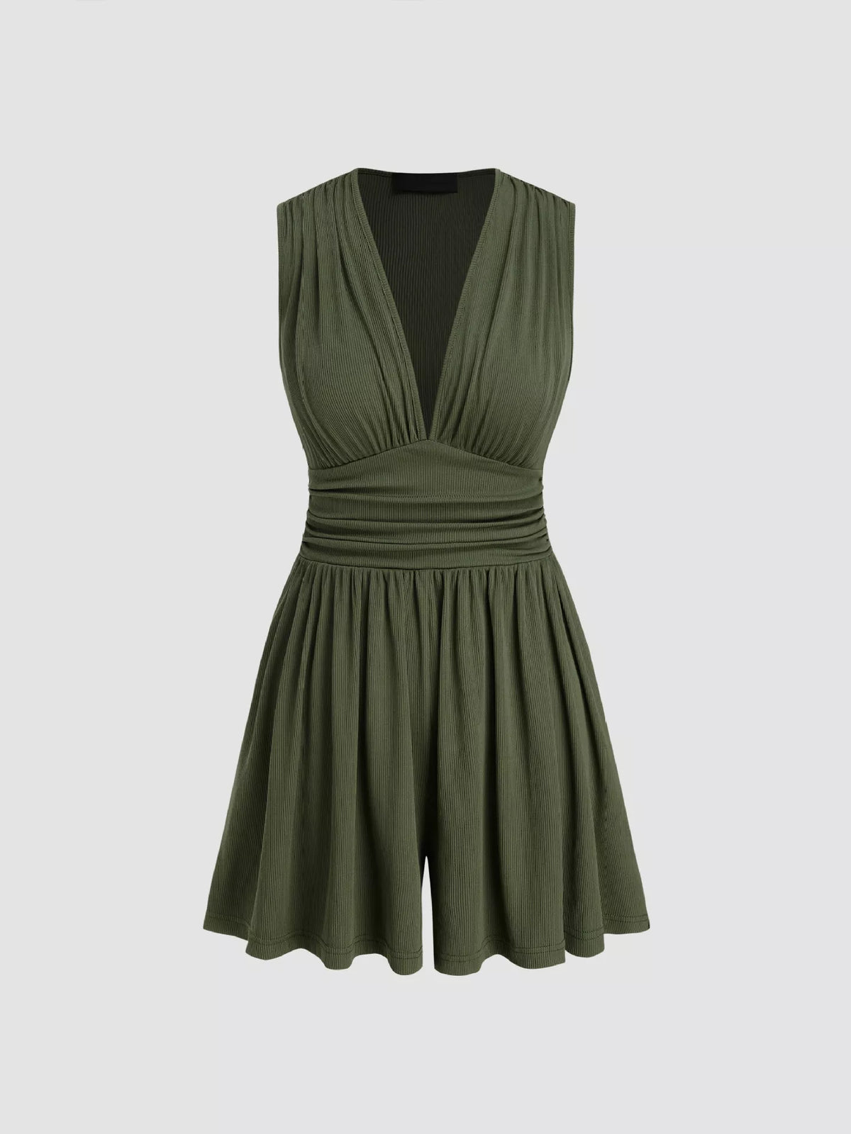 Deep V-Neck Ruched Romper