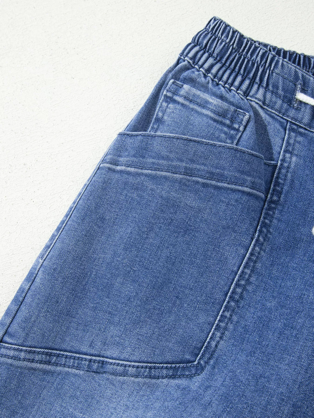 Drawstring Ankle Jeans in Dusty Blue