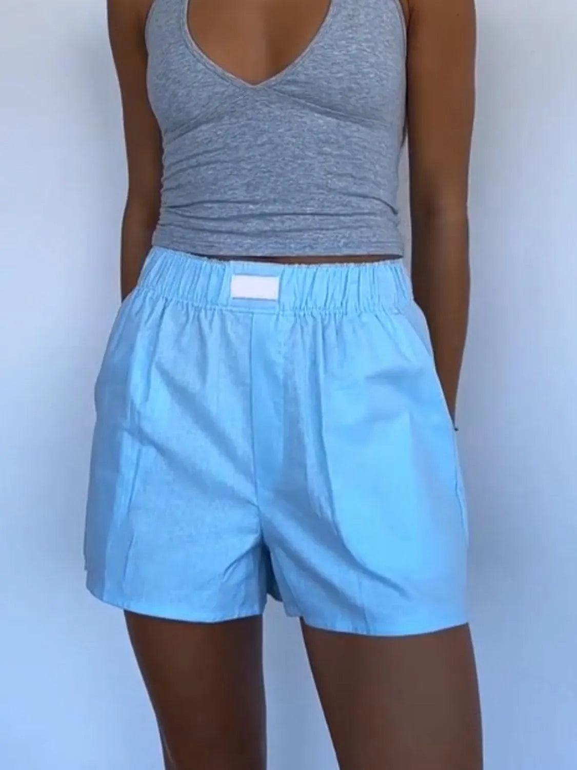 Elastic-Waist Shorts with Pockets