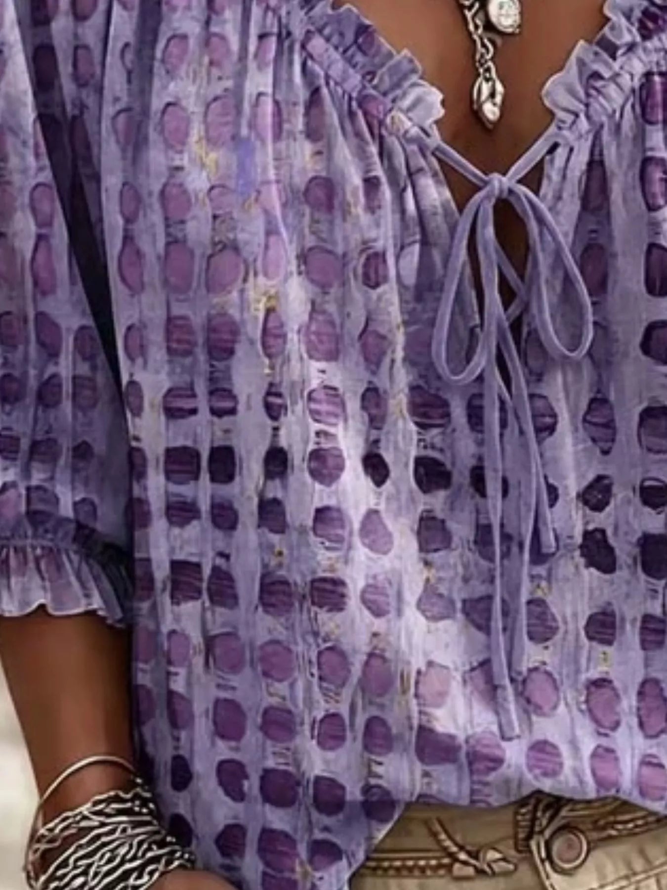 Tie Neck Ruffle Blouse
