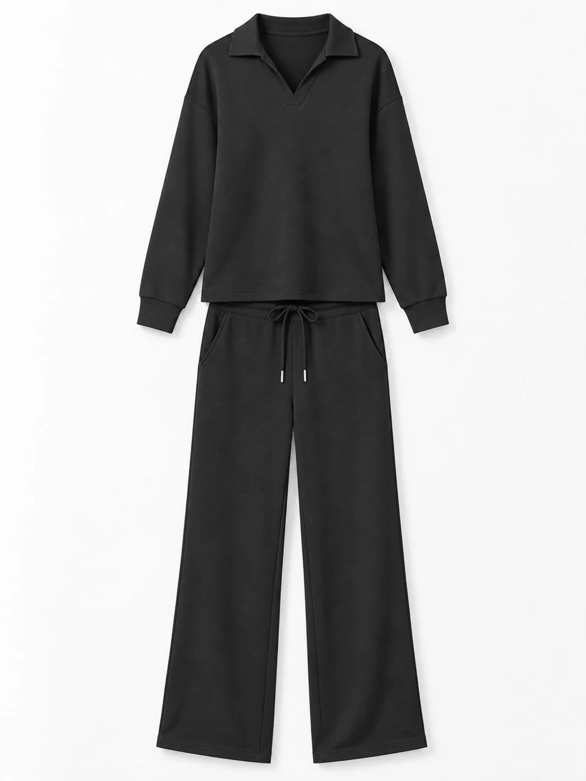 Dropped Shoulder Top and Drawstring Pant Set