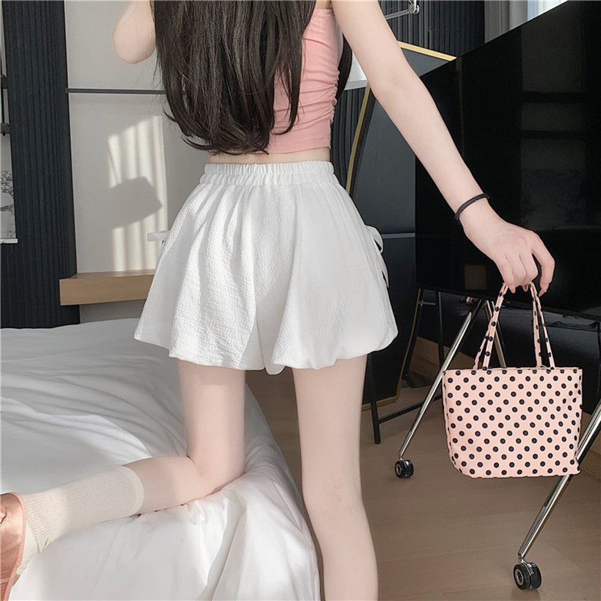 High-Waist Bow Bubble Skirt