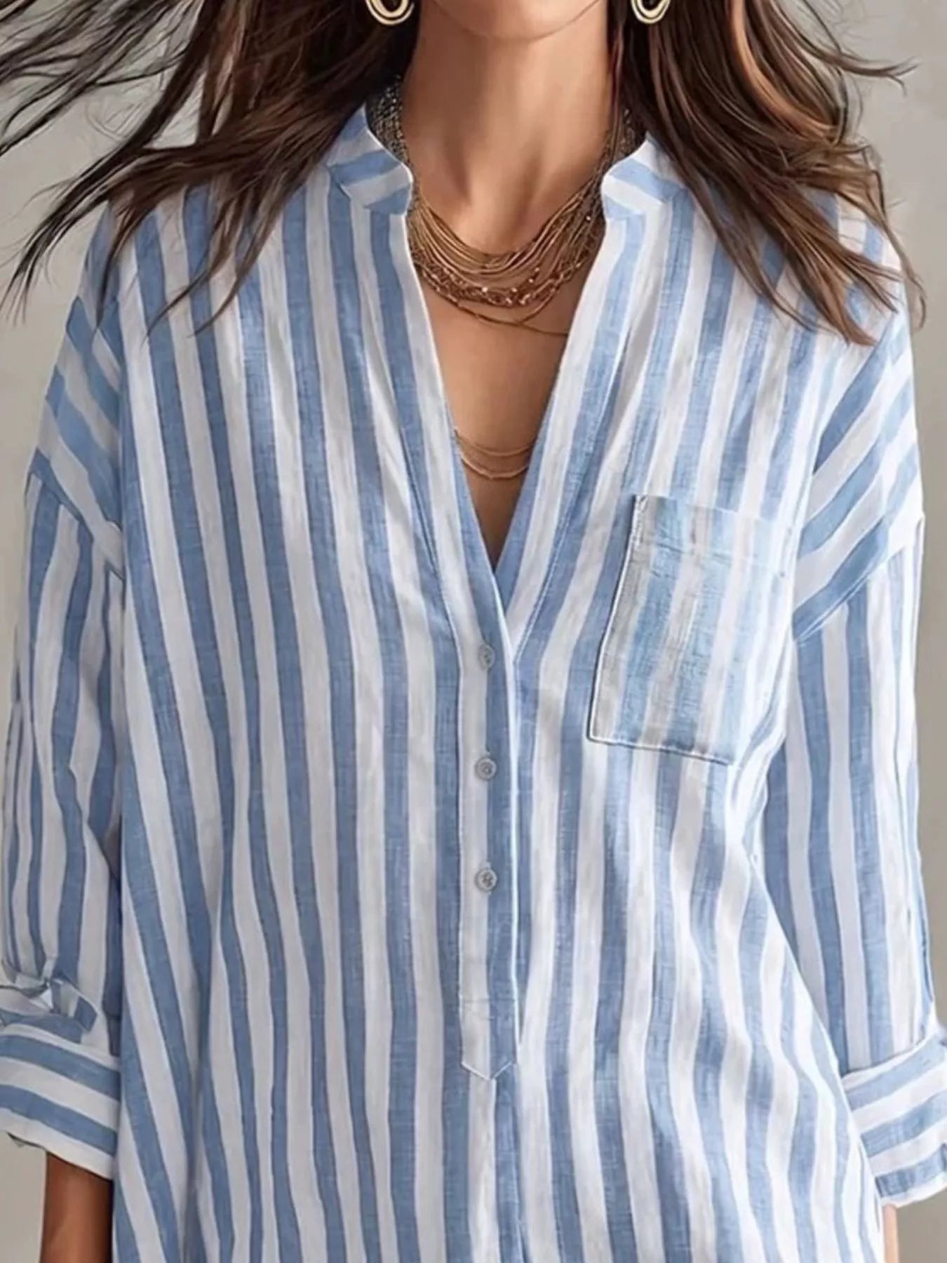 Striped Button-Front Shirt Mini Dress