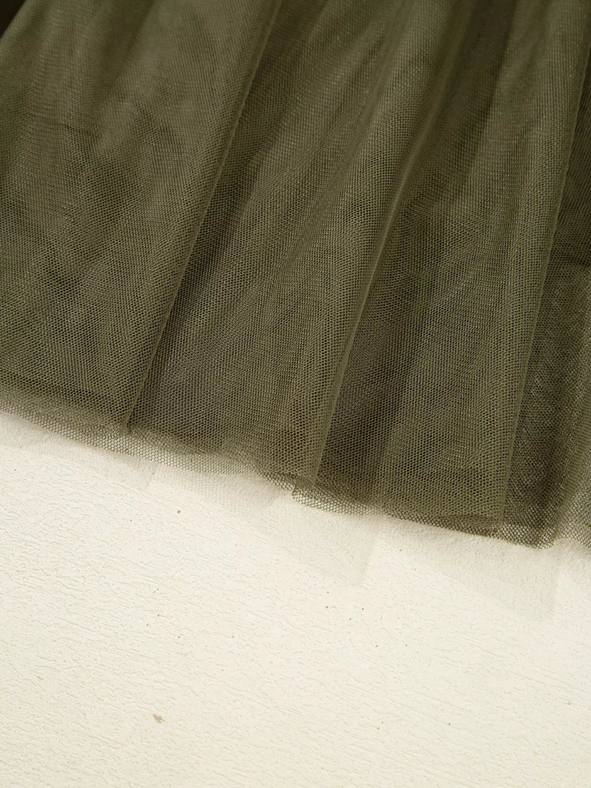 Tulle A-Line Midi Skirt in Army Green