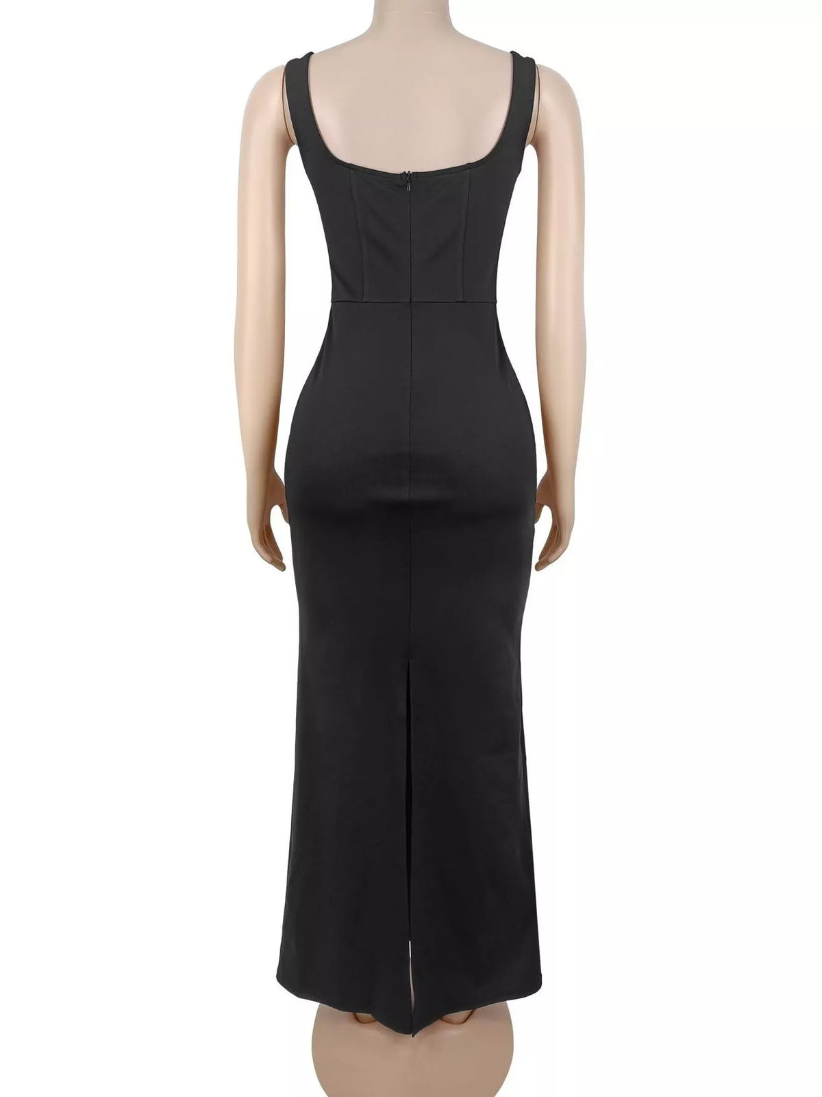 Rhinestone Bodycon Maxi Dress in Black