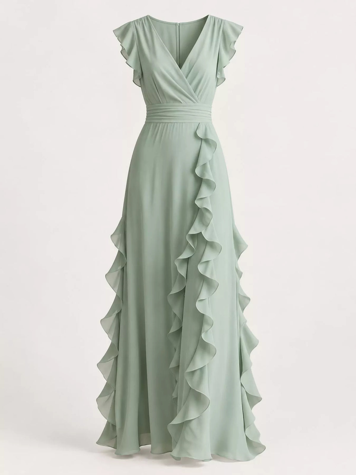 Ruffled Surplice Maxi Dress