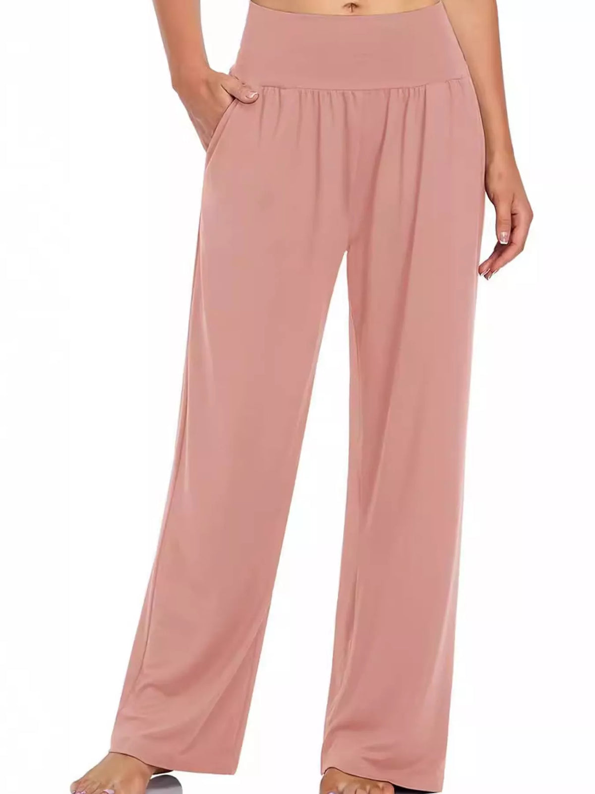 High-Rise Wide-Leg Pants with Pockets