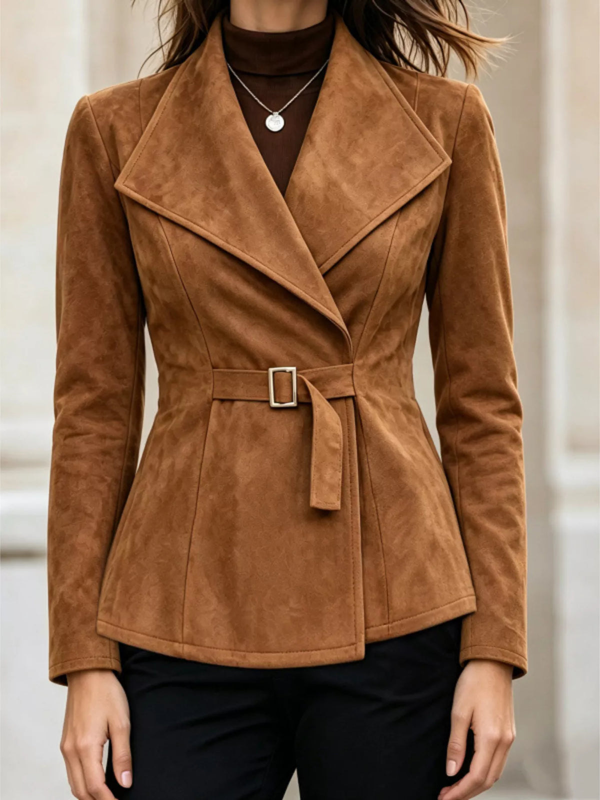 Long Sleeve Buckle Belted Jacket