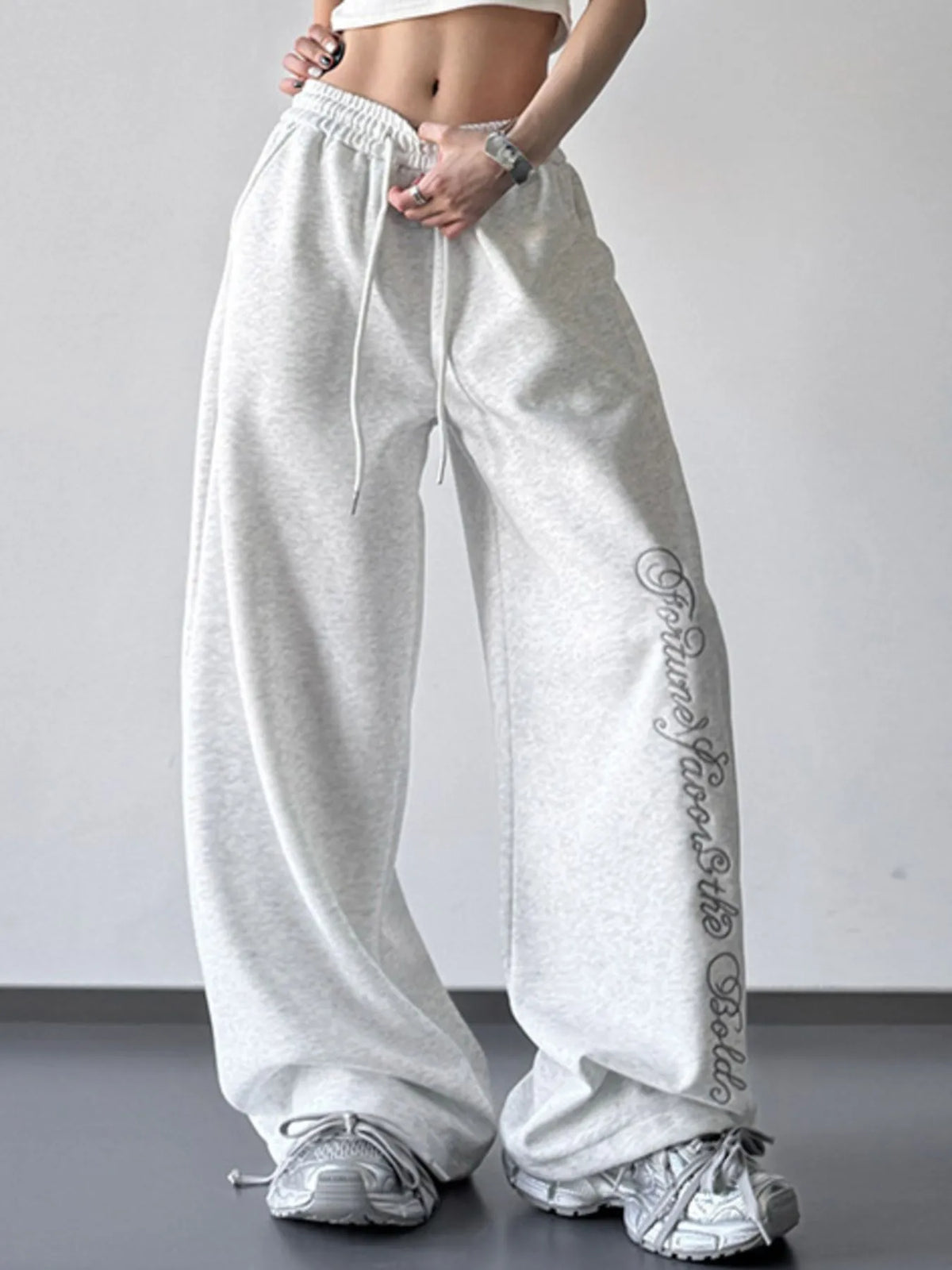 Loose-Fit Drawstring Wide-Leg Pants