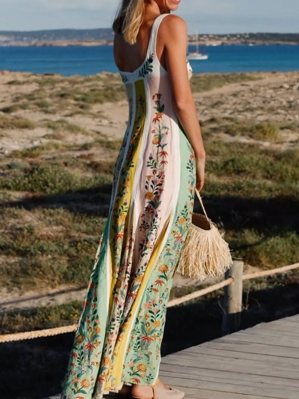 Sweetheart Neck Maxi Dress in Multicolor